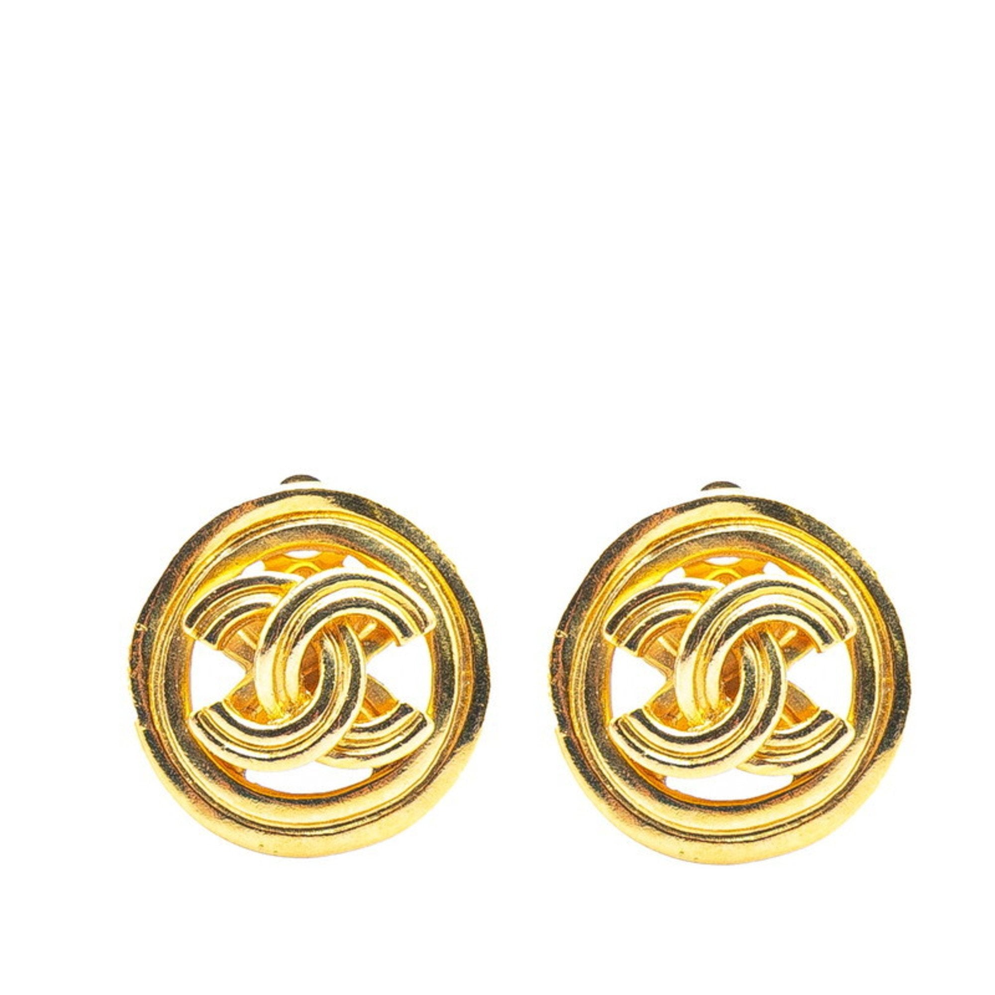CC Logo Clip-On Earrings Metal Gold-Tone Metal