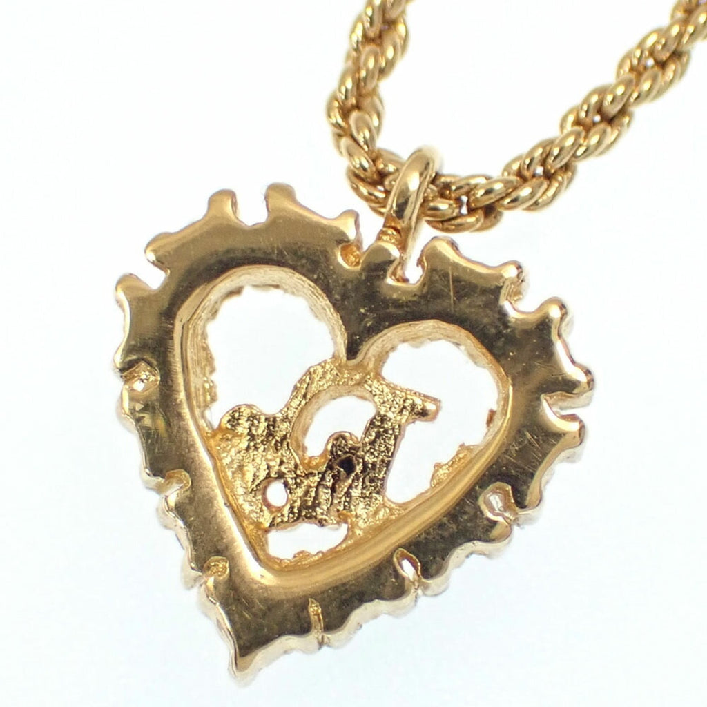 Heart Pendant Necklace Gold with Rhinestone