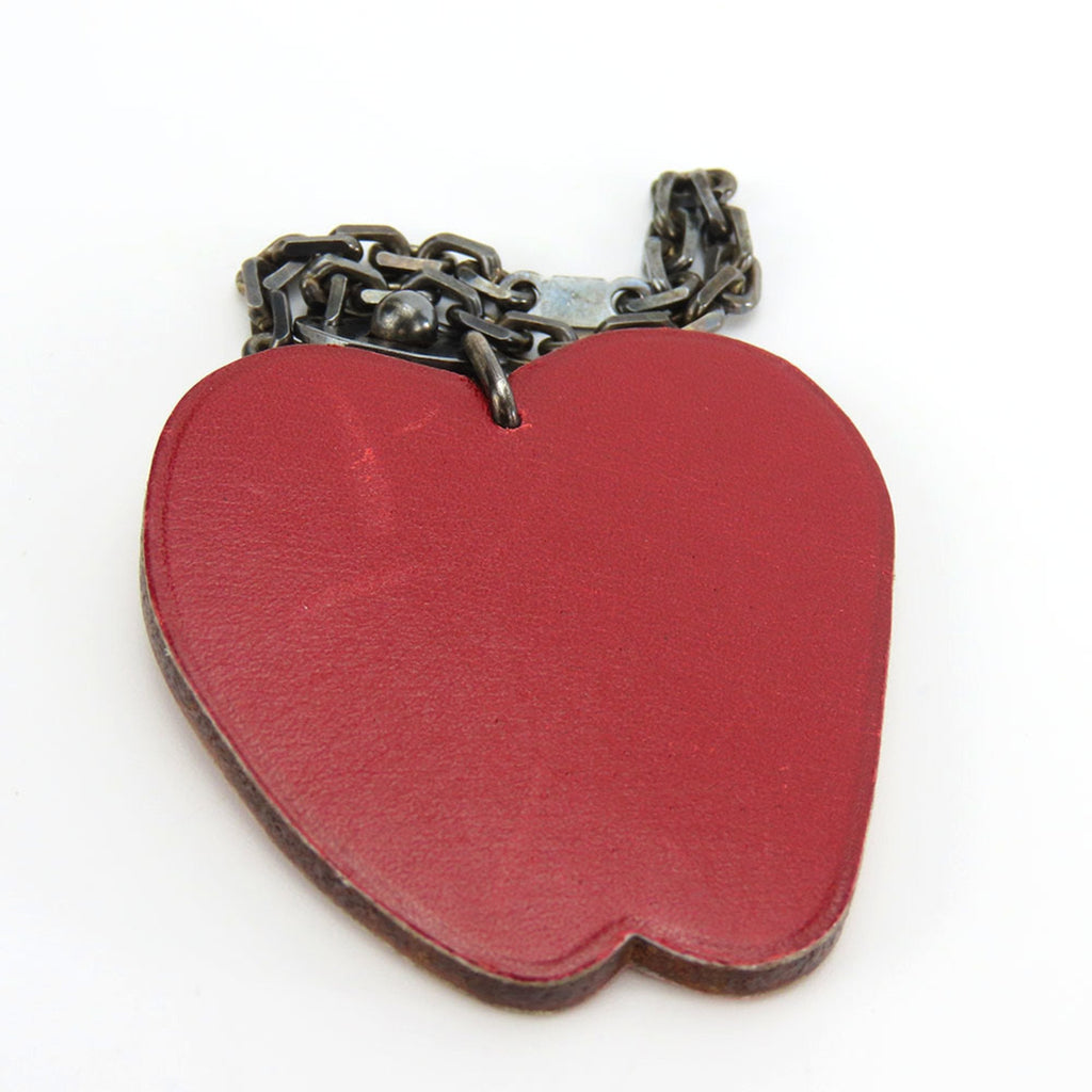 Apple Charm Leather and Sterling Silver Red Handbag Charm