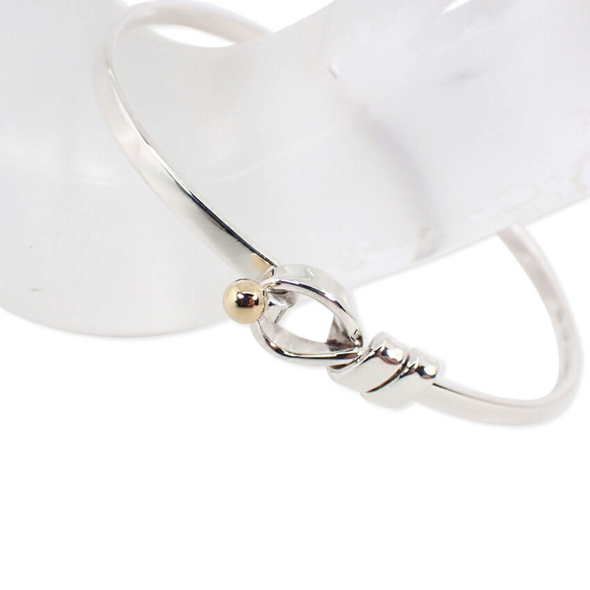 Hook and Eye Bangle Sterling Silver and 18K Yellow Gold Bracelet