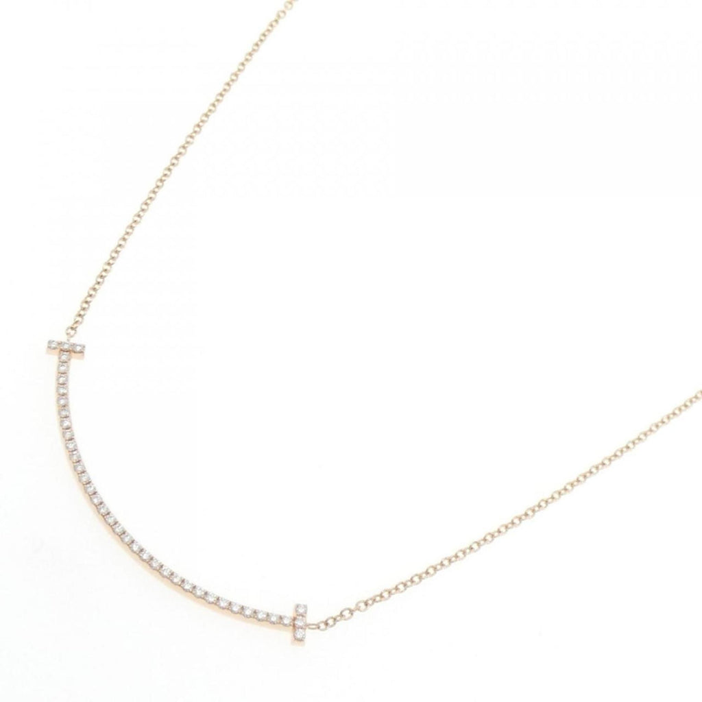 T Smile Pendant Necklace 18K Rose Gold with Diamonds