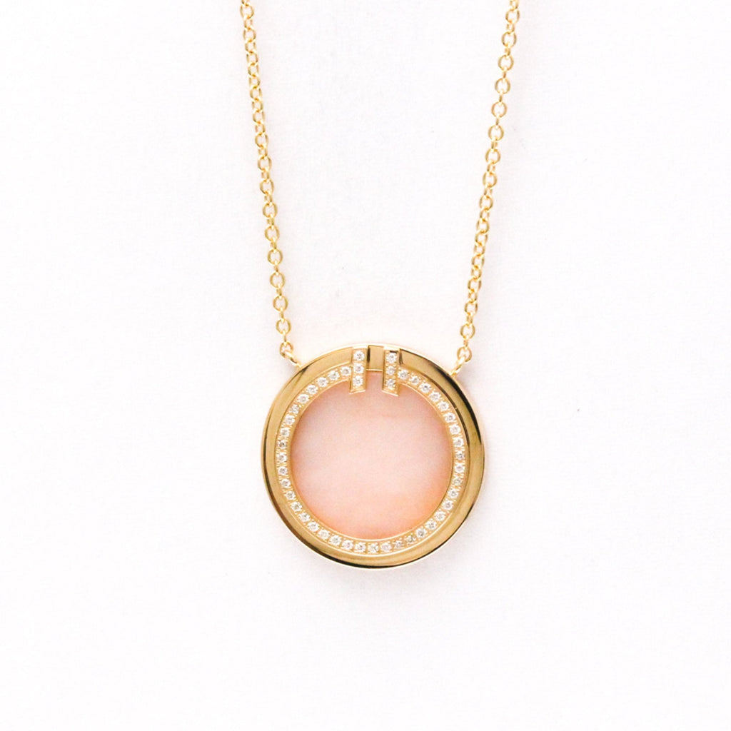 Pendant Necklace 18K Rose Gold with Diamond and Opal