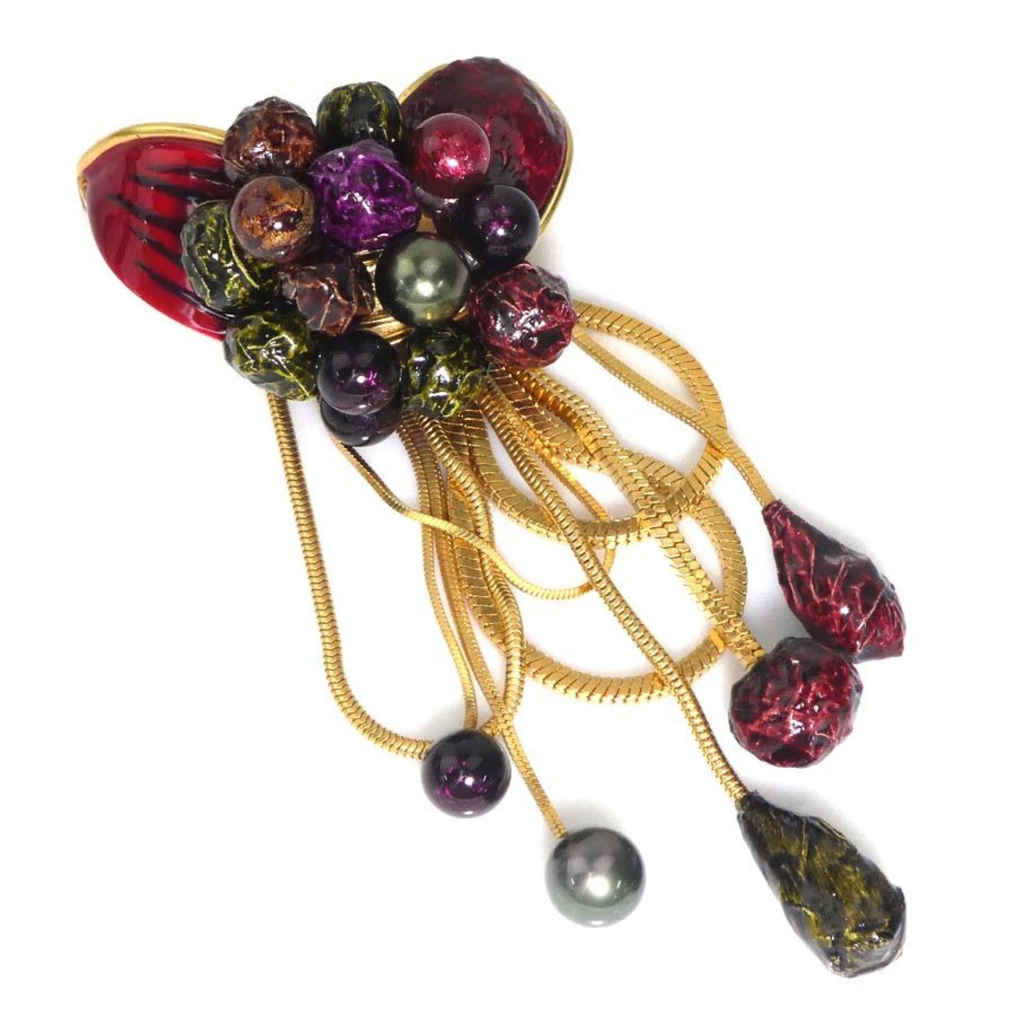 Brooch Metal Gold and Multicolor
