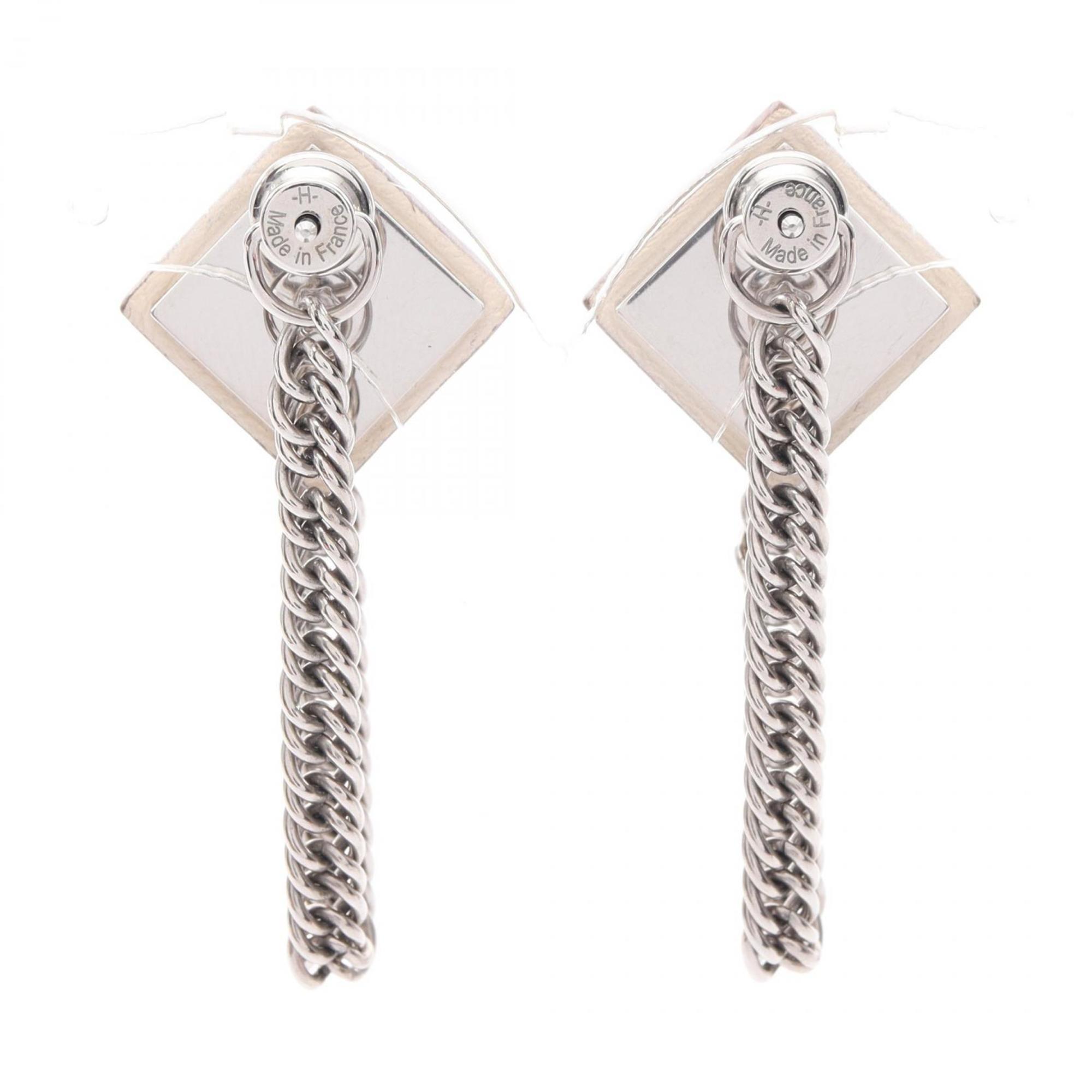 Earrings Stainless Steel and Swift Leather