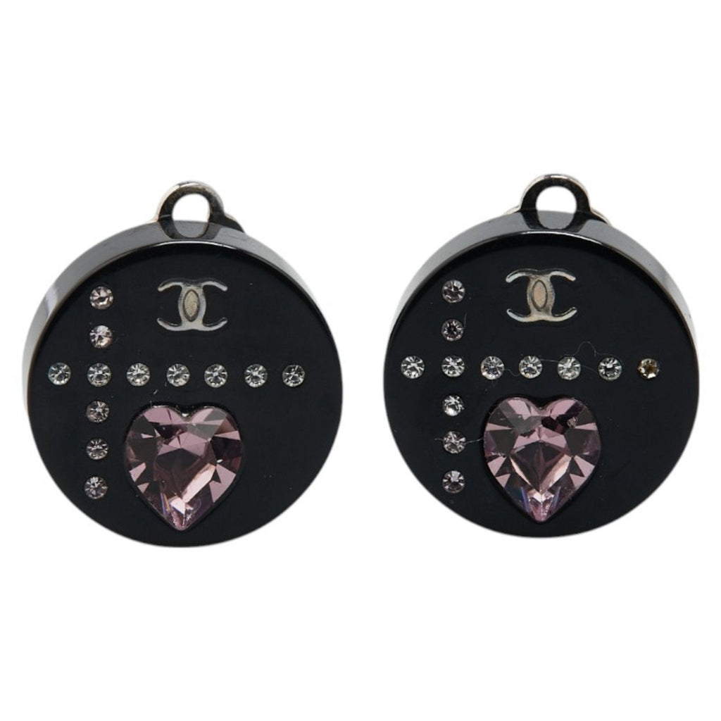 CC Logo Heart Clip-On Earrings Gold-Tone Metal