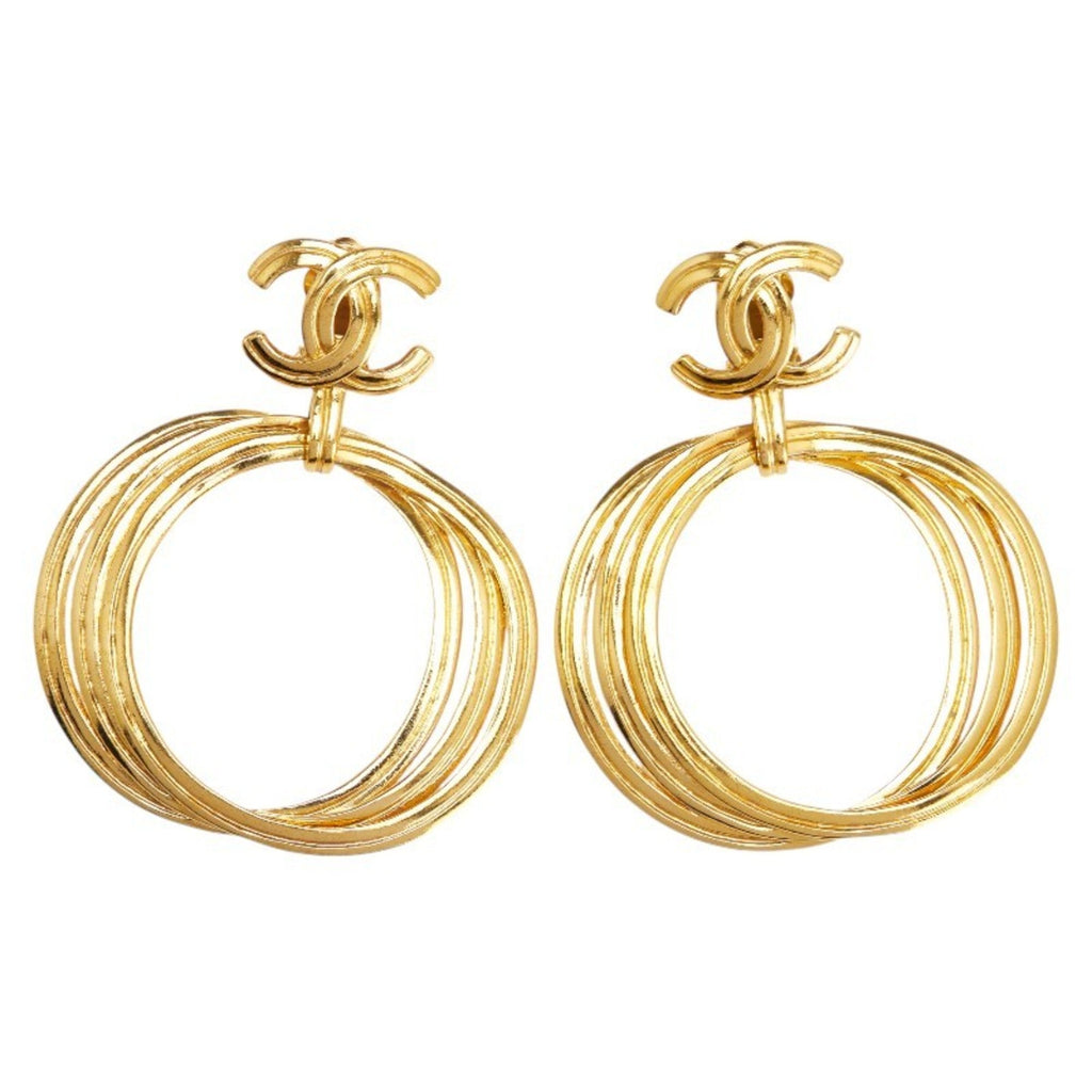 CC Logo Clip-On Earrings Metal Gold-Tone Metal