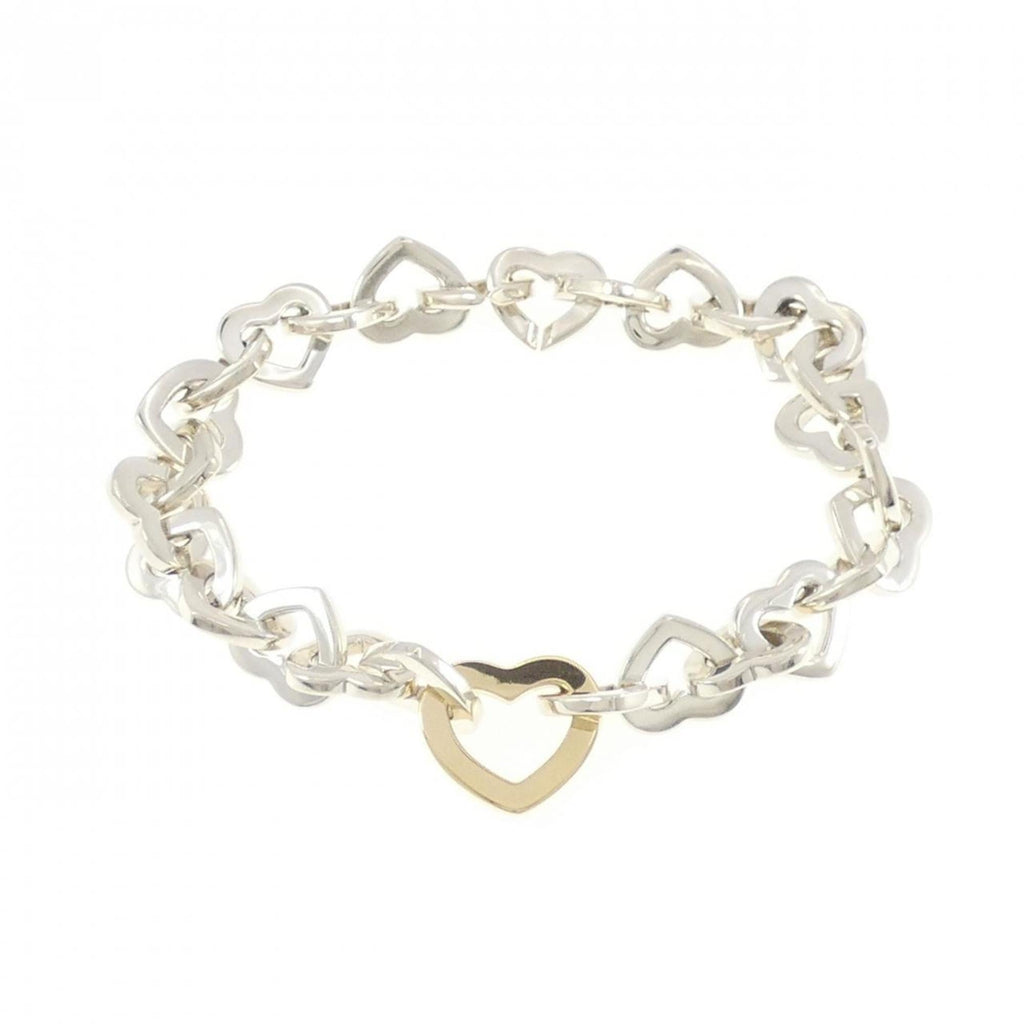 Heart Link Bracelet Sterling Silver and 18K Yellow Gold