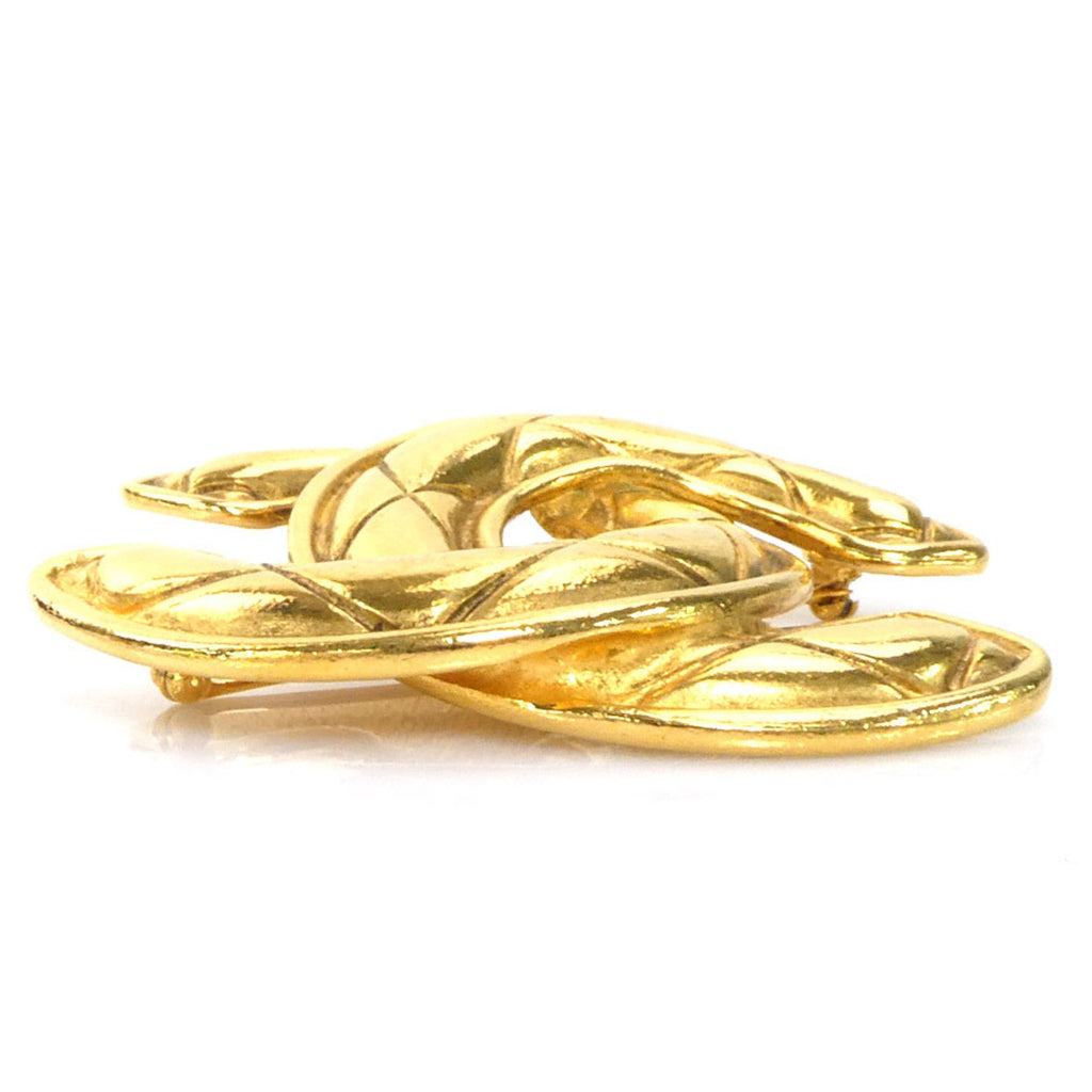 CC Logo Brooch Gold-Tone Metal