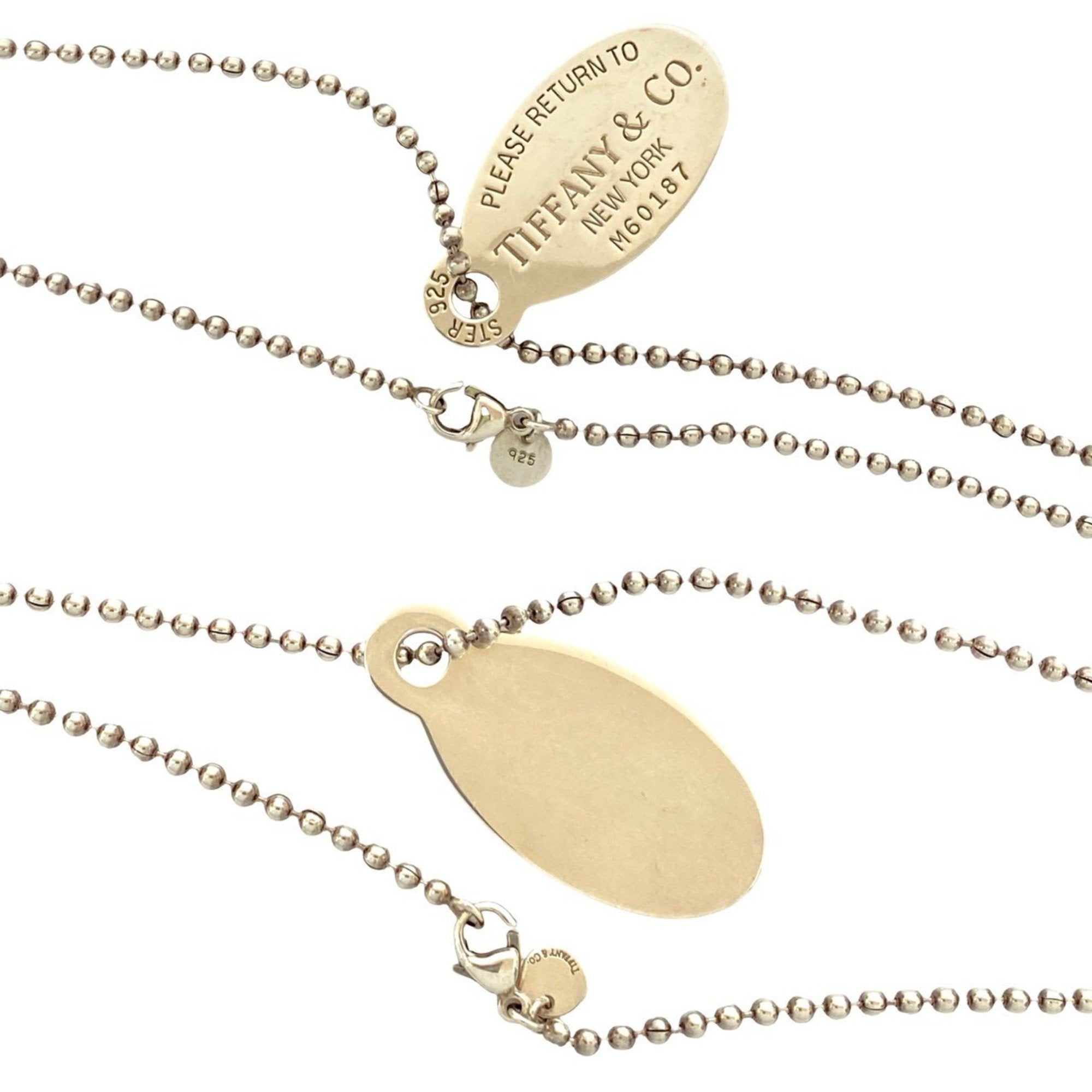 Oval Tag Pendant Necklace Sterling Silver