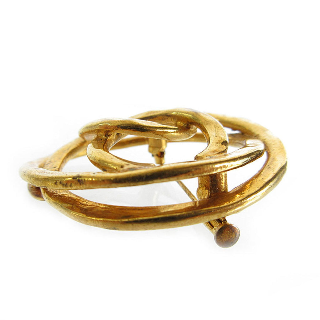 CC Logo Brooch Gold-Tone Metal