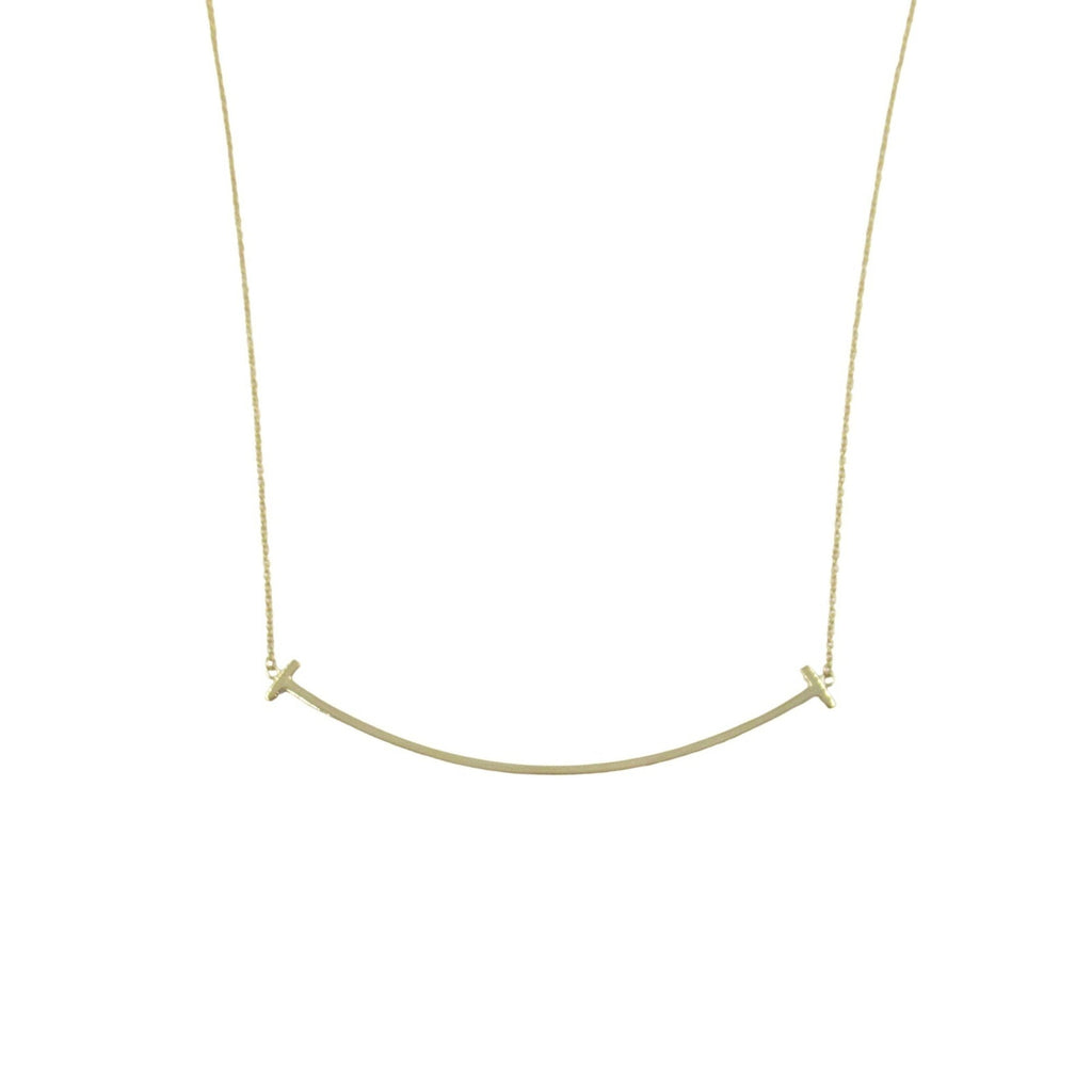 T Smile Pendant Necklace 18K Yellow Gold