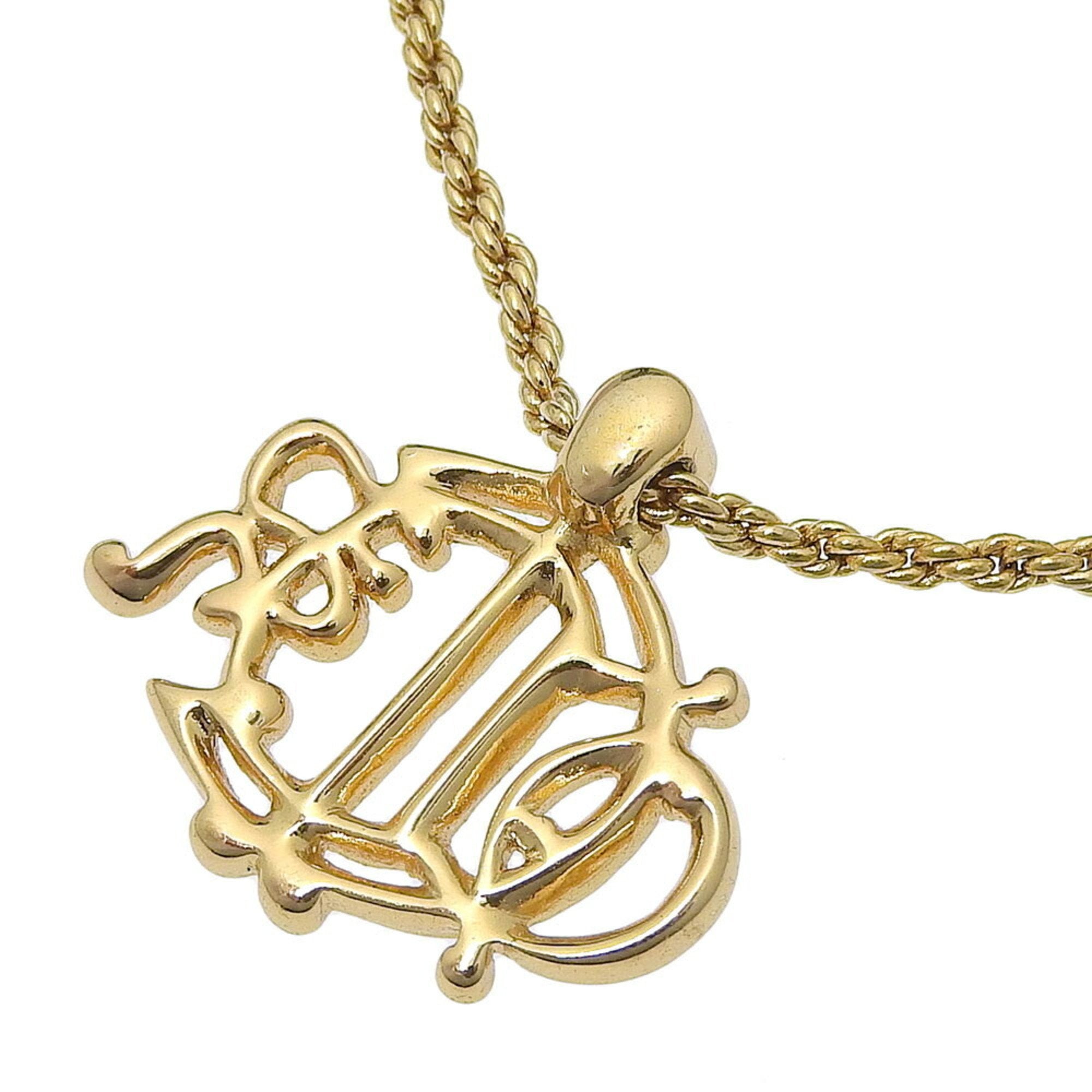 Pendant Necklace Gold and Rhinestone