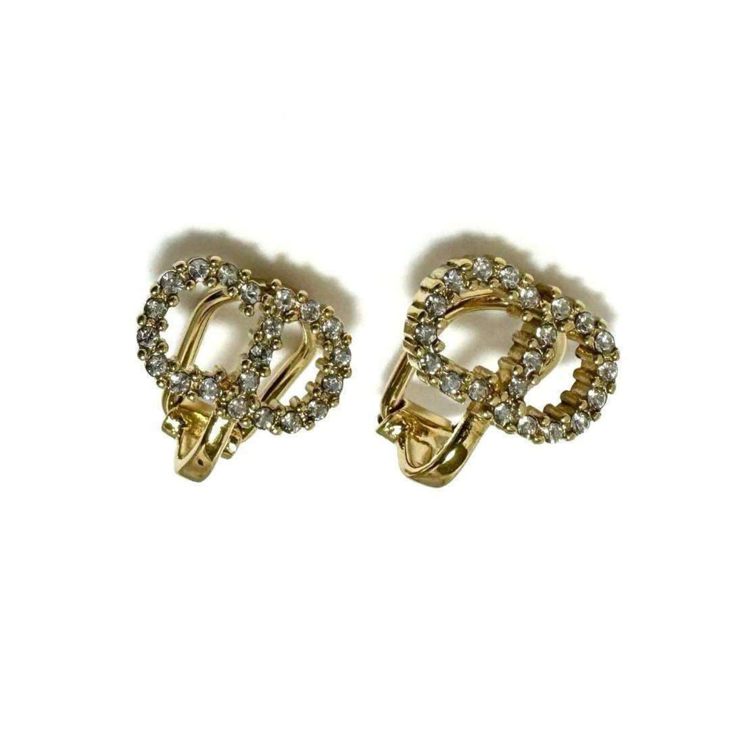 Clip-On Earrings Metal and Rhinestone