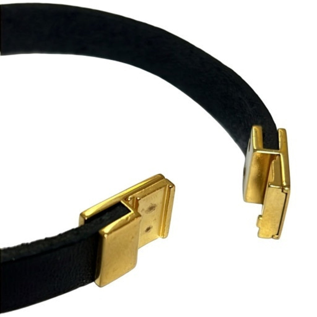 Bracelet Black Leather and Gold