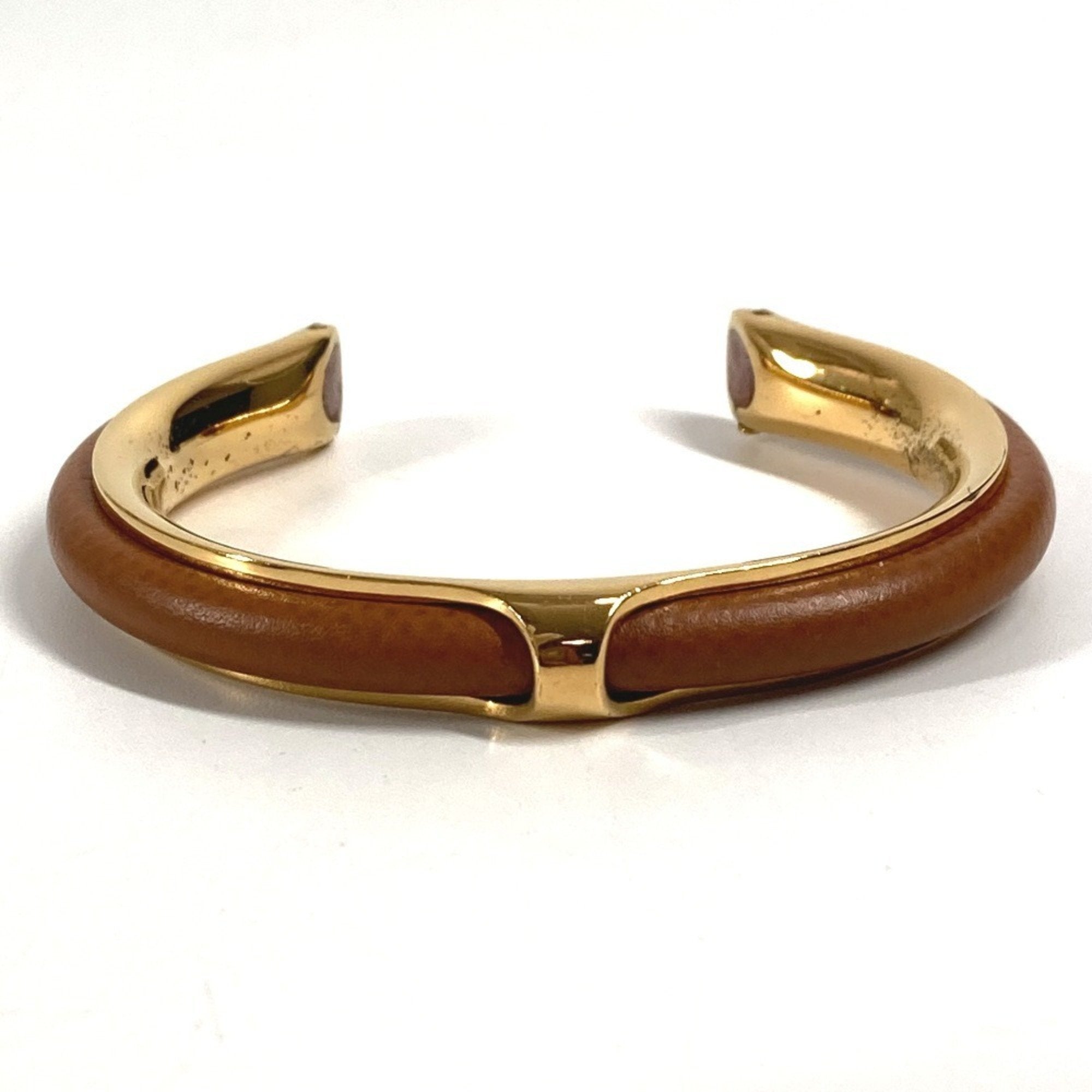 Bracelet Leather and Metal Brown and Gold