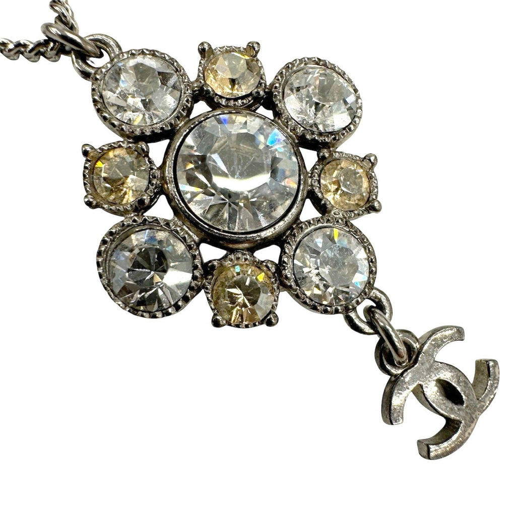 CC Logo Pendant Necklace Silver-Tone Metal
