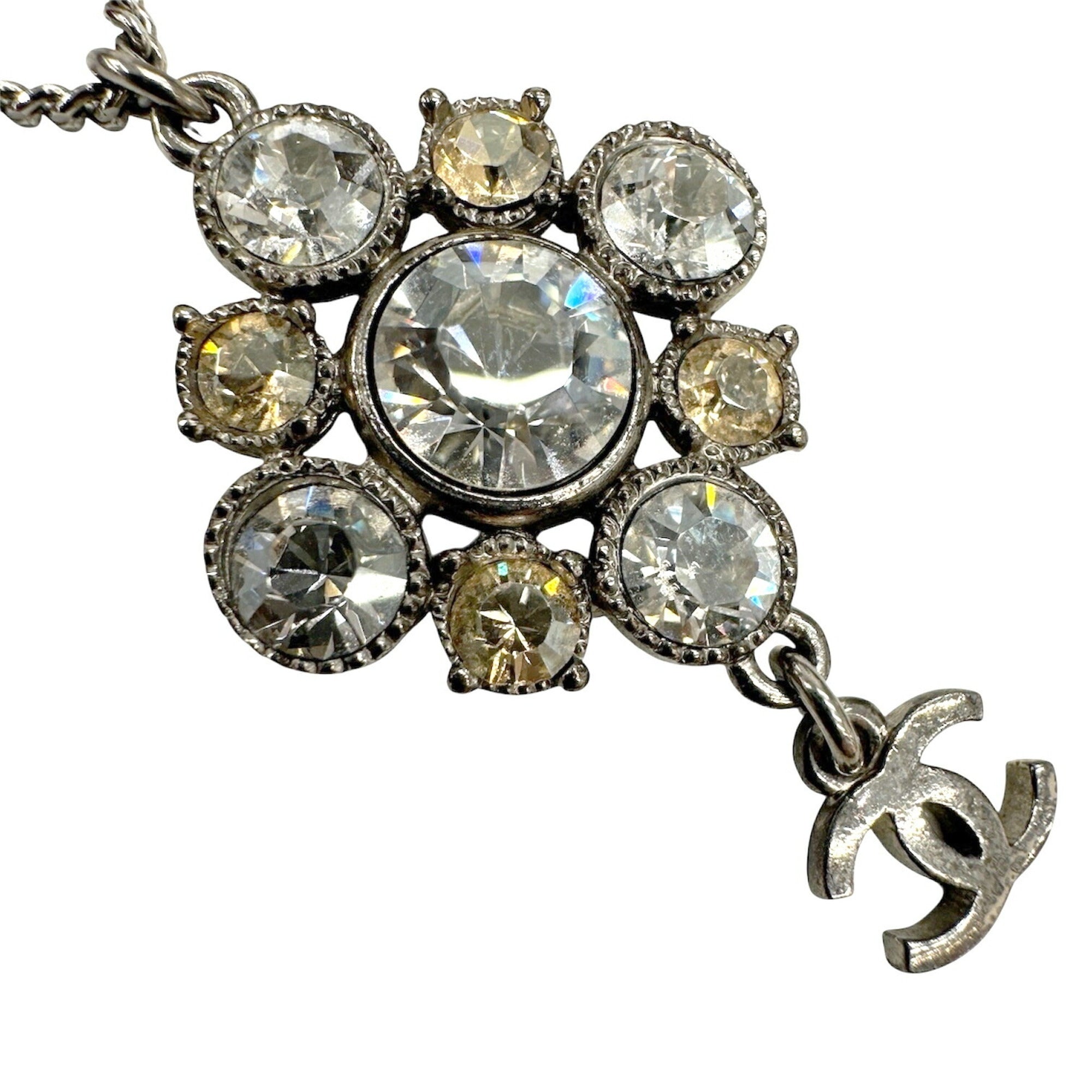 CC Logo Pendant Necklace Silver-Tone Metal