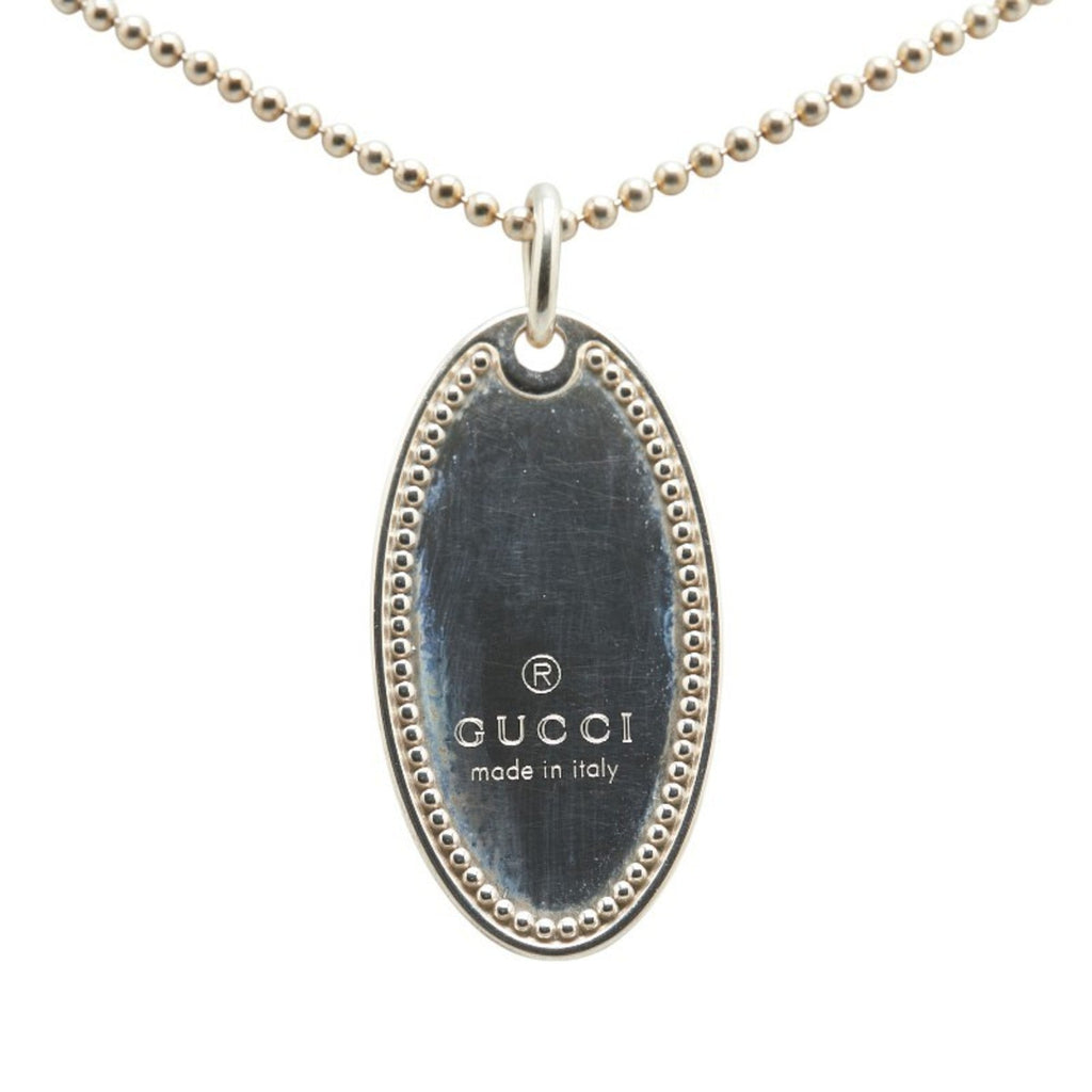 Oval Plate Pendant Necklace Sterling Silver Ball Chain
