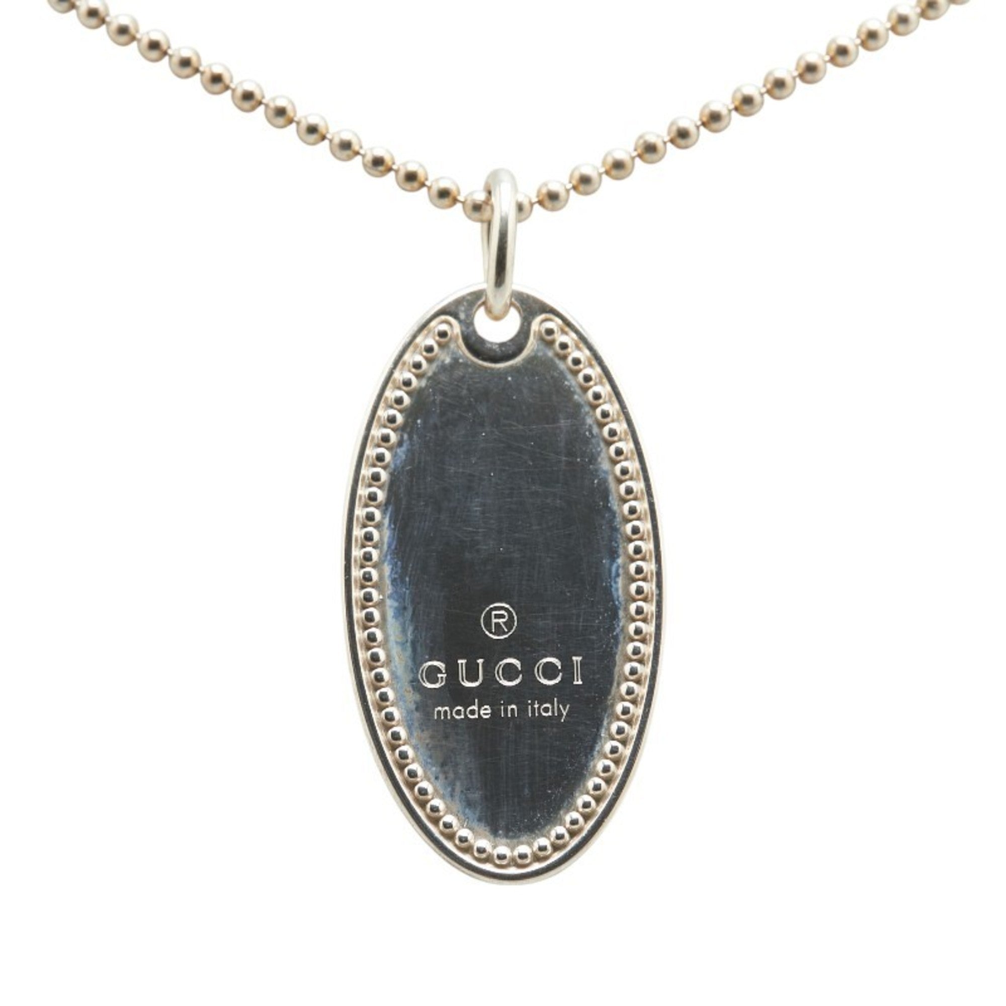 Oval Plate Pendant Necklace Sterling Silver Ball Chain