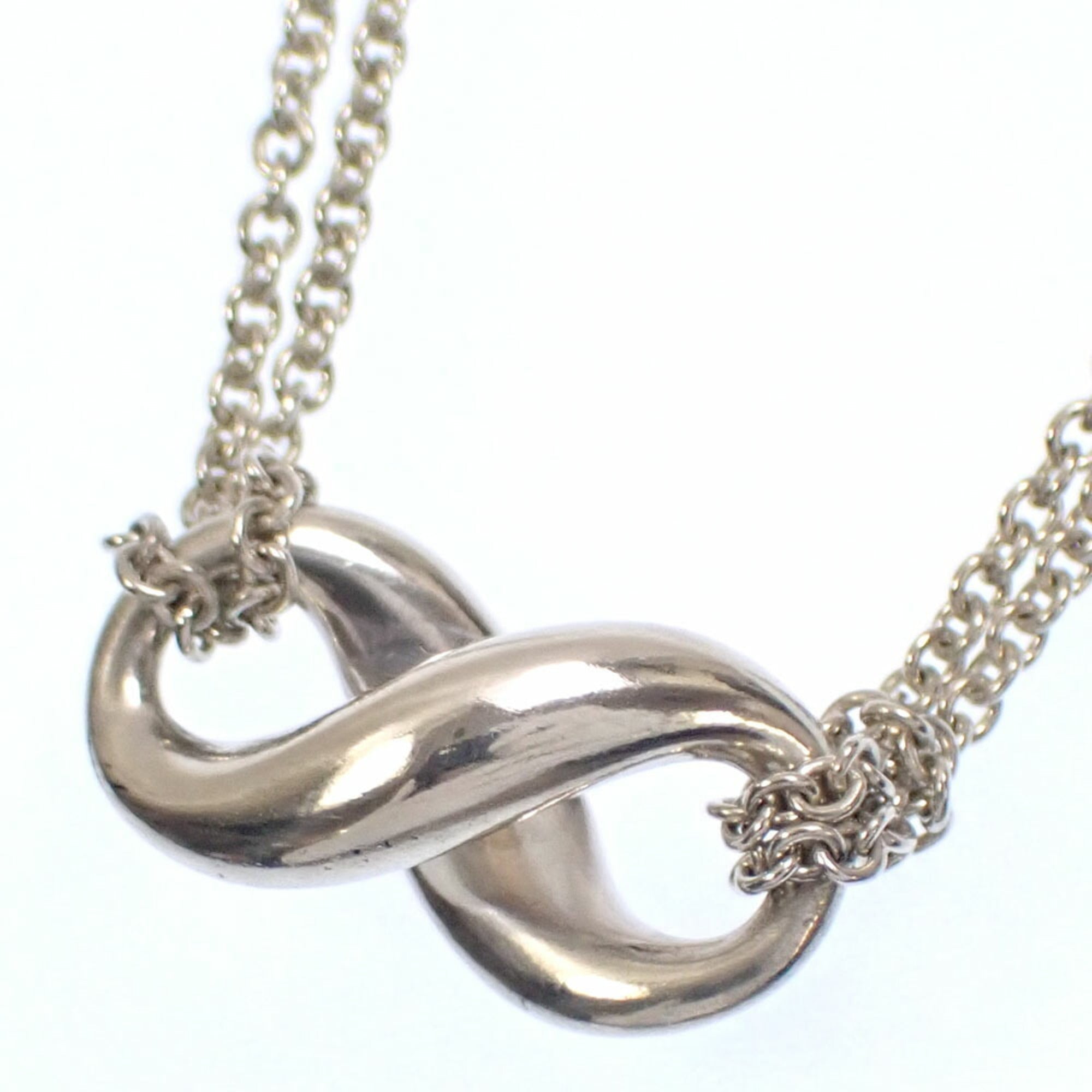 Infinity Pendant Necklace Sterling Silver Double Chain