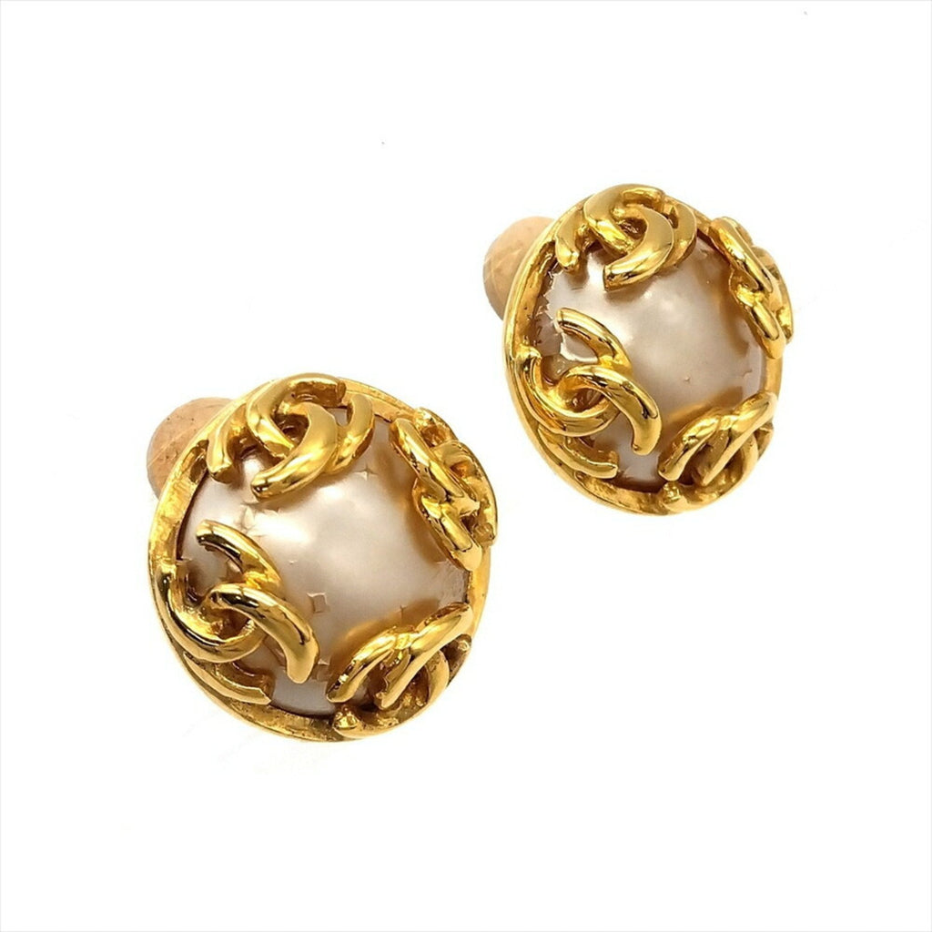 CC Logo Clip-On Earrings Gold-Tone Metal Gold-Tone Metal