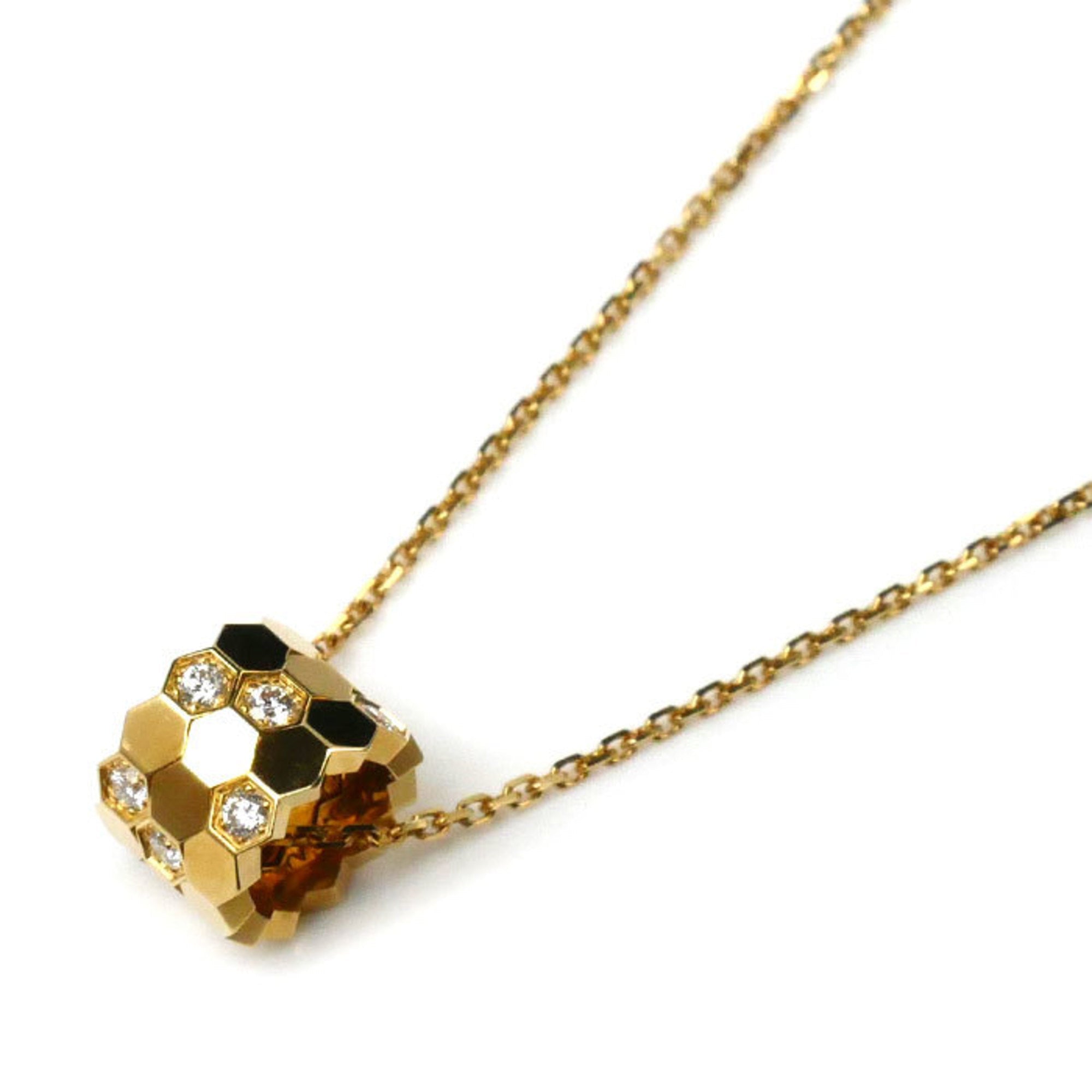Be My Love Honeycomb Pendant Necklace 18K Yellow Gold Small with Diamond