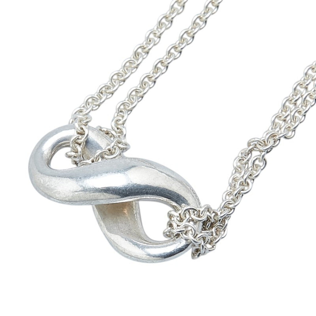 Figure Eight Pendant Necklace Sterling Silver Double Chain