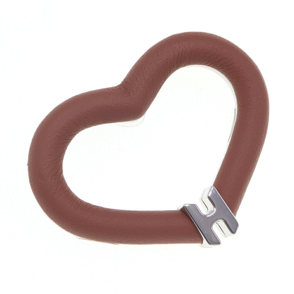 Heart Brooch Swift Leather Brown