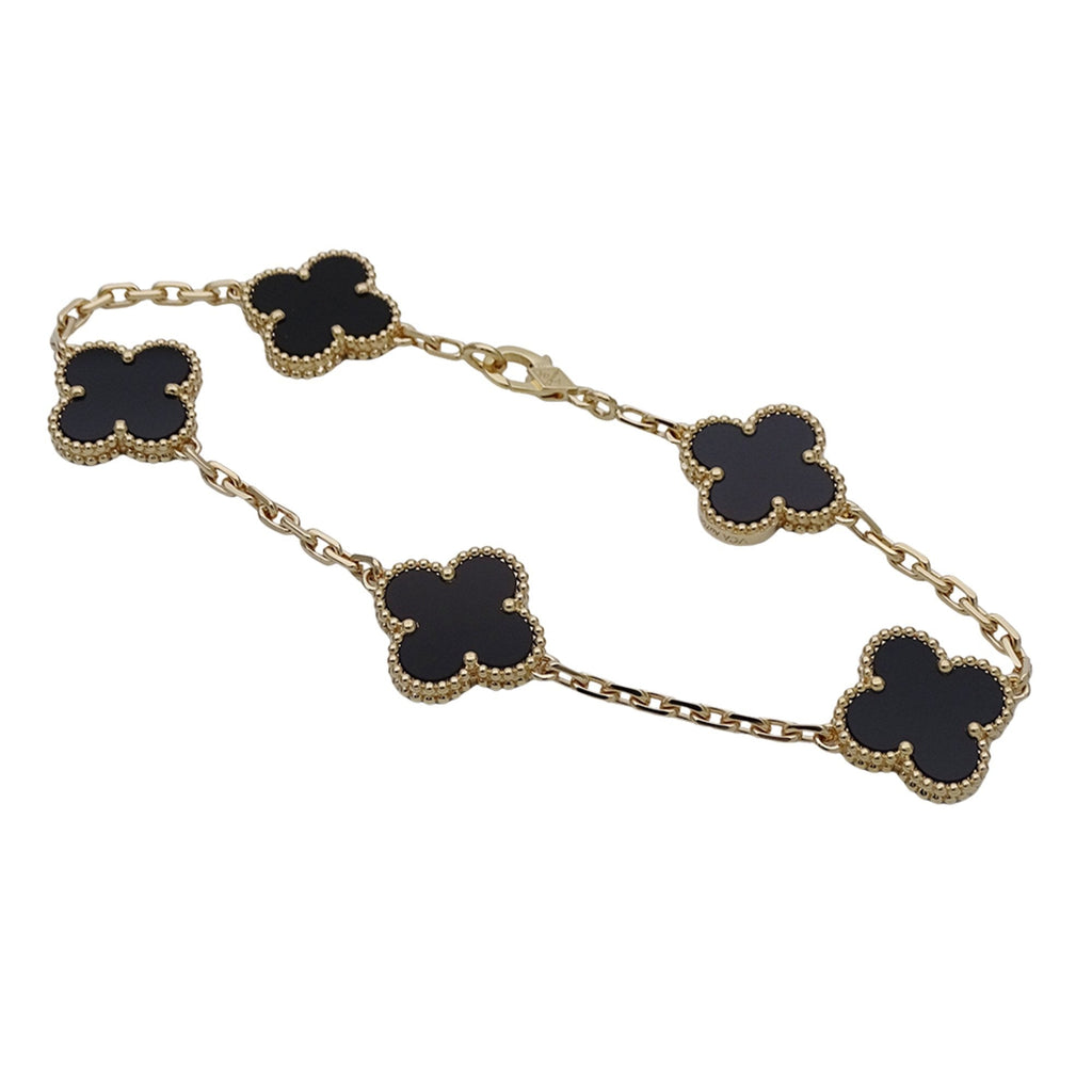Vintage Alhambra Bracelet 18K Yellow Gold and Onyx