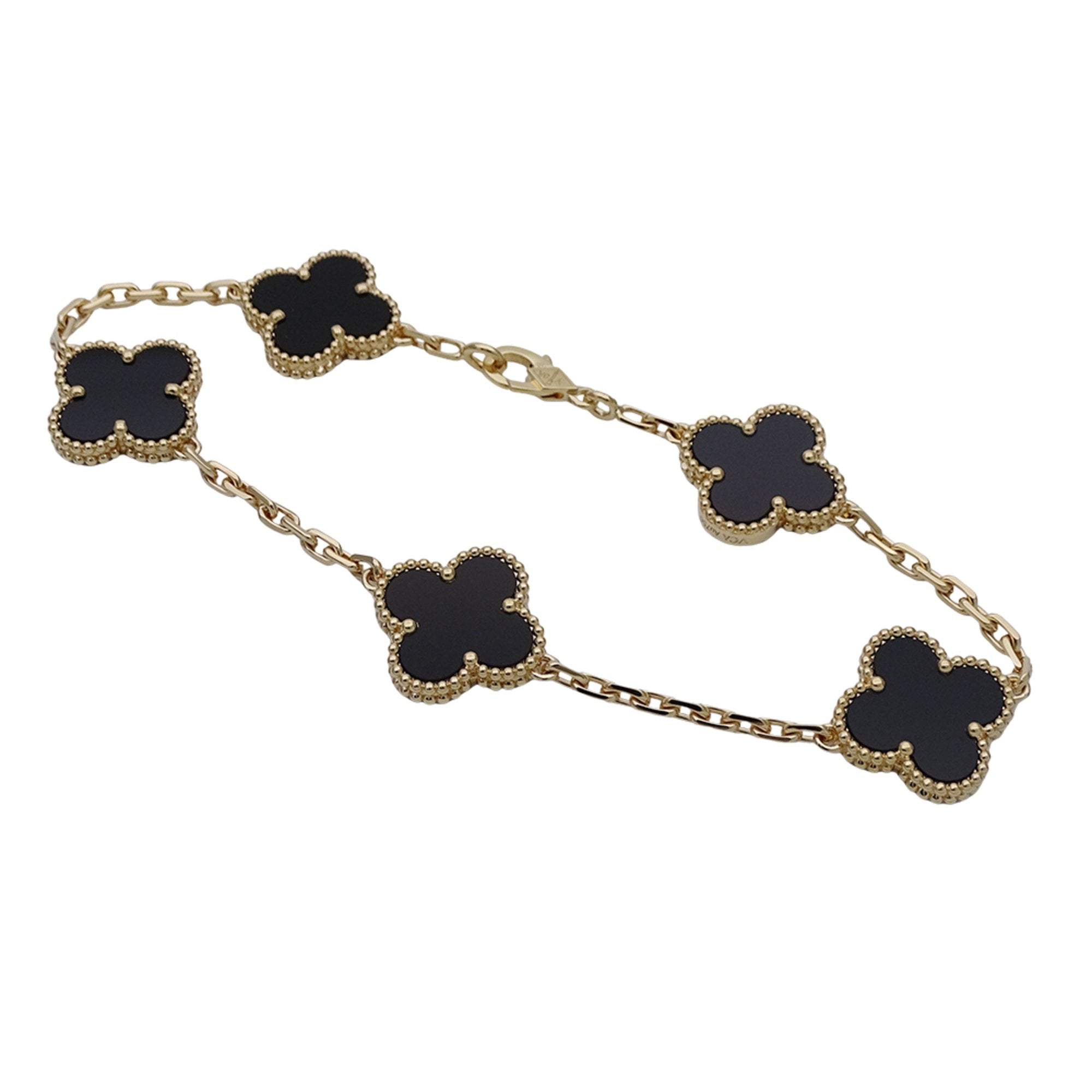 Vintage Alhambra Bracelet 18K Yellow Gold and Onyx