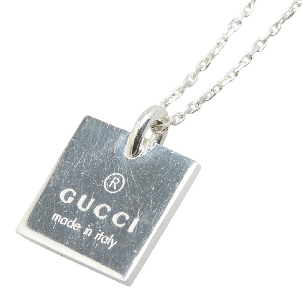 Square Plate Pendant Necklace Sterling Silver