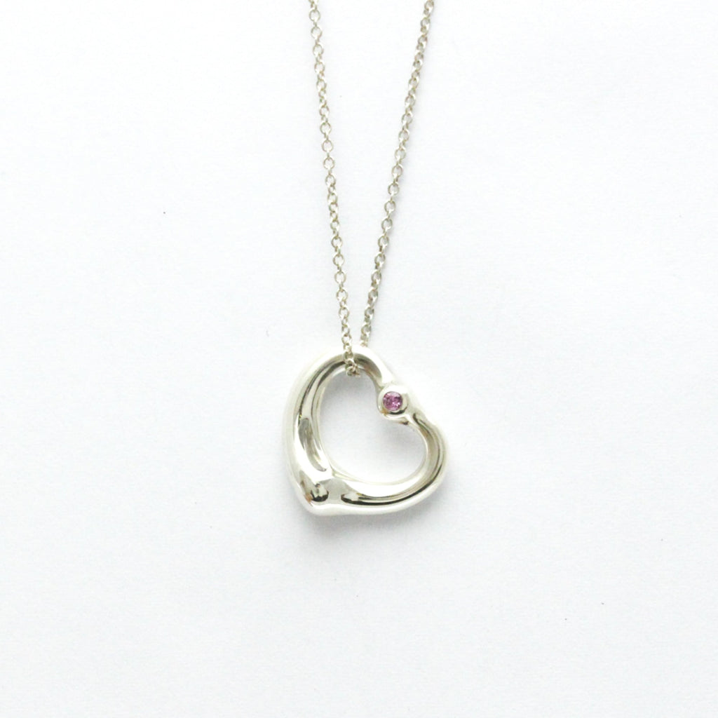 Open Heart Pendant Necklace Sterling Silver 15.3mm