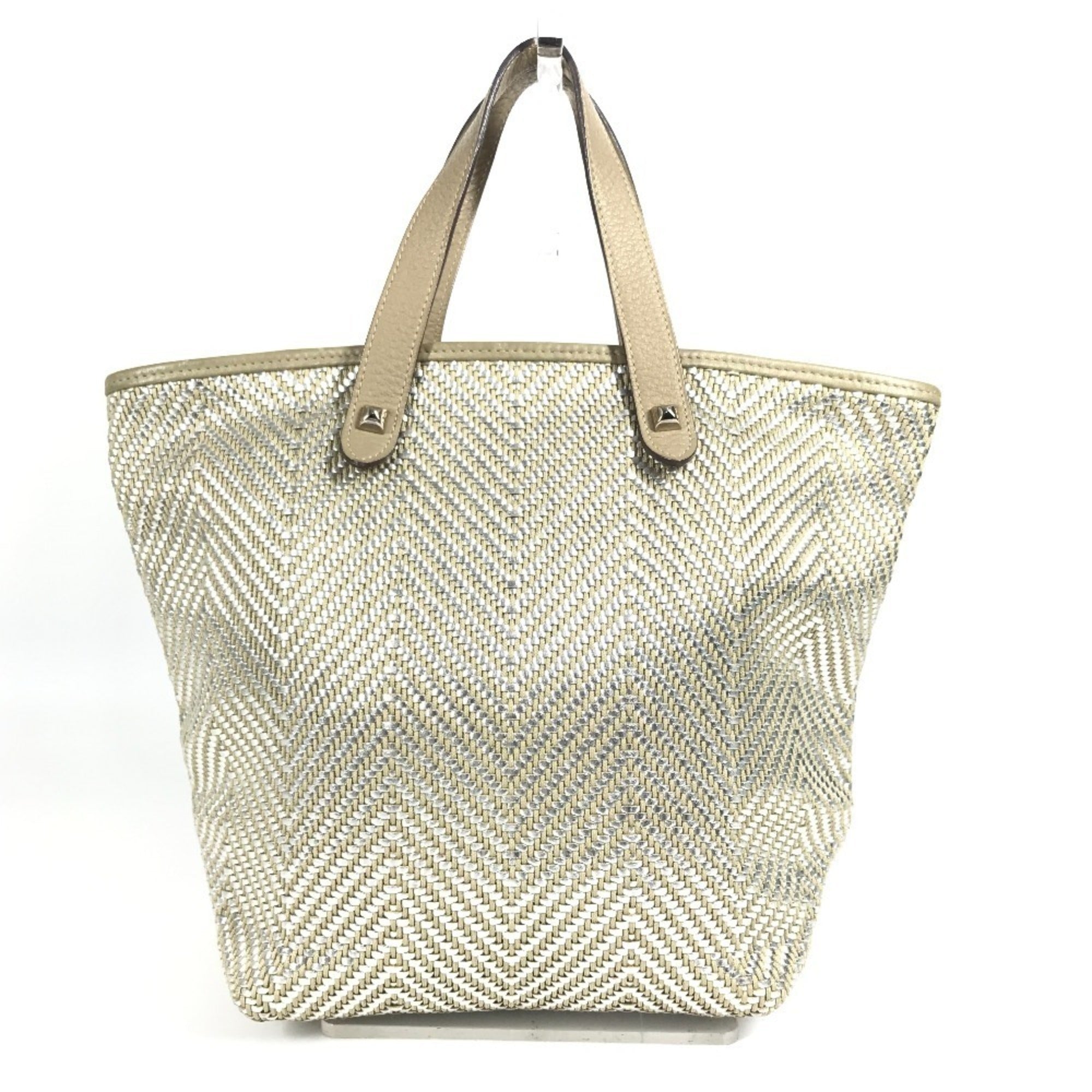 Chennai Tote Woven Leather and Canvas MM