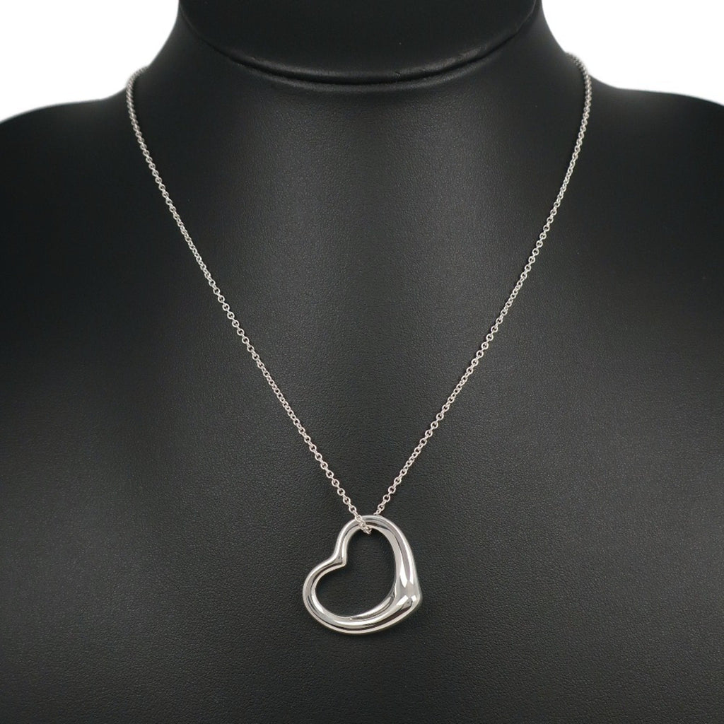 Open Heart Pendant Necklace Sterling Silver 26mm