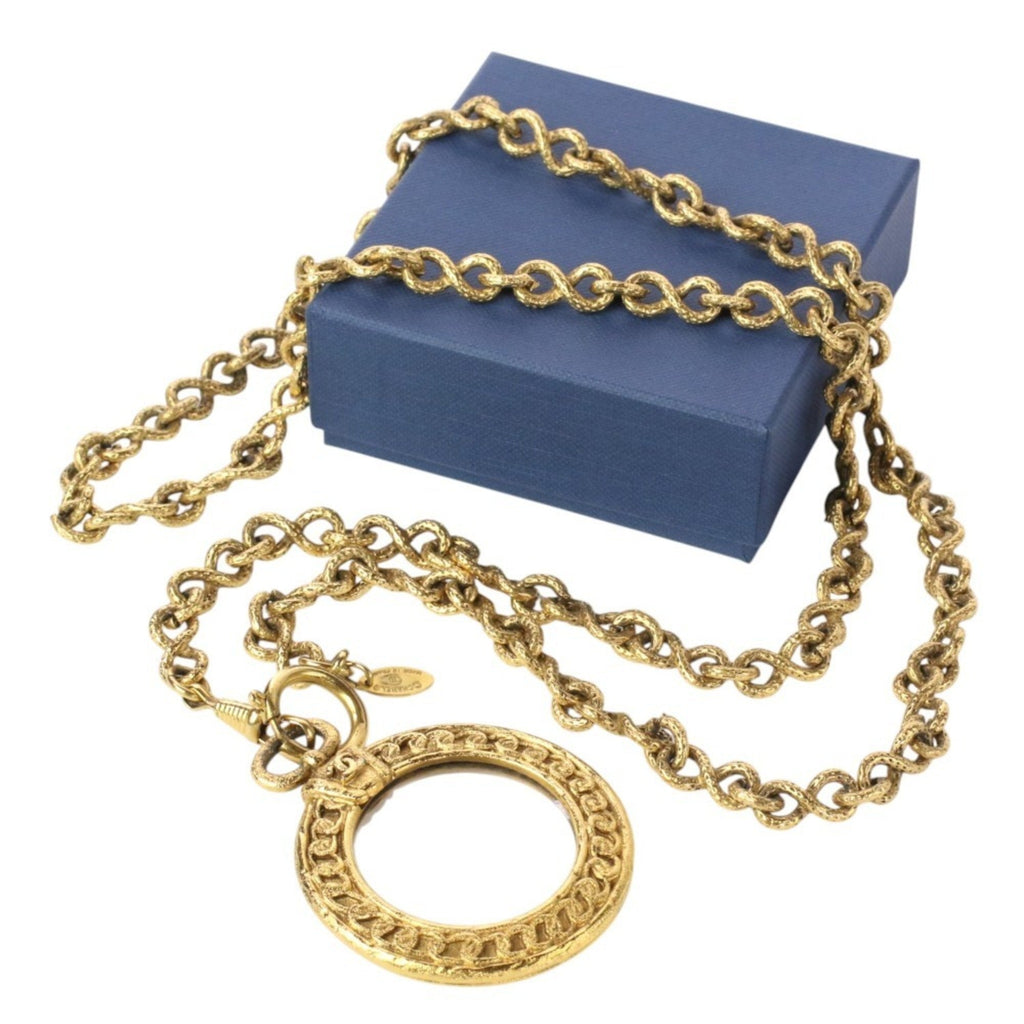 CC Logo Chain Pendant Necklace Gold-Tone Metal