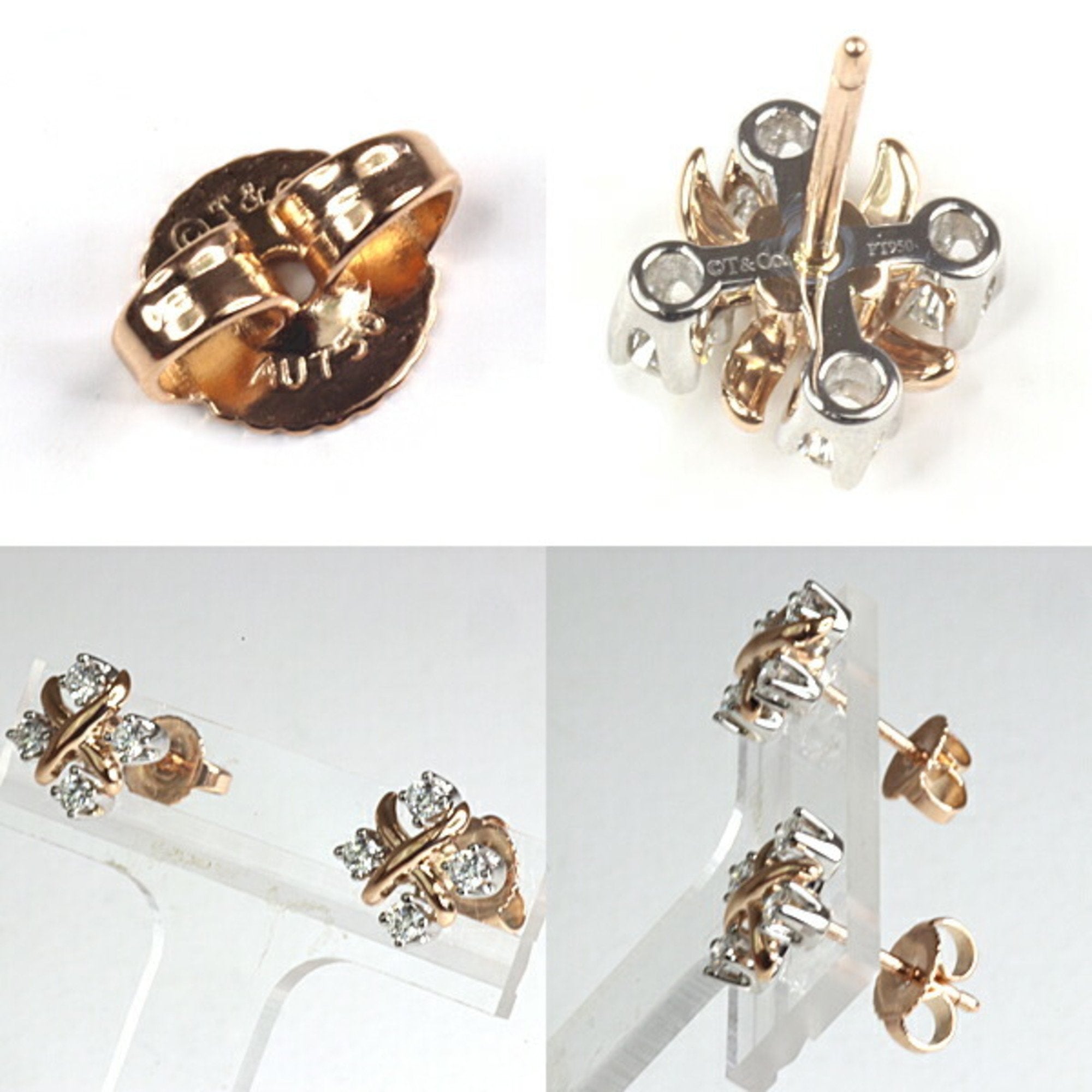 Earrings 18K Rose Gold and Platinum