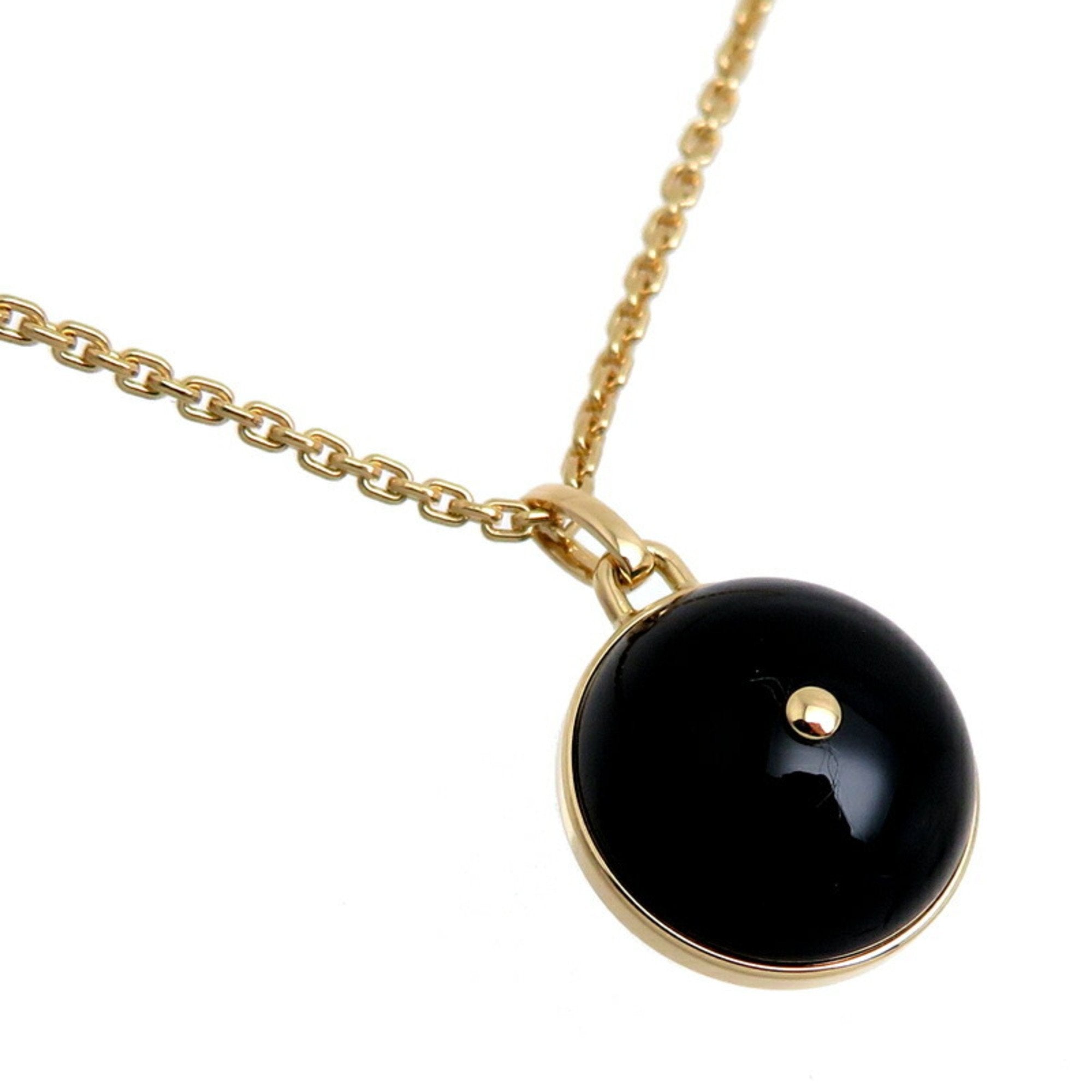 Pendant Necklace Yellow Gold Diamond and Onyx