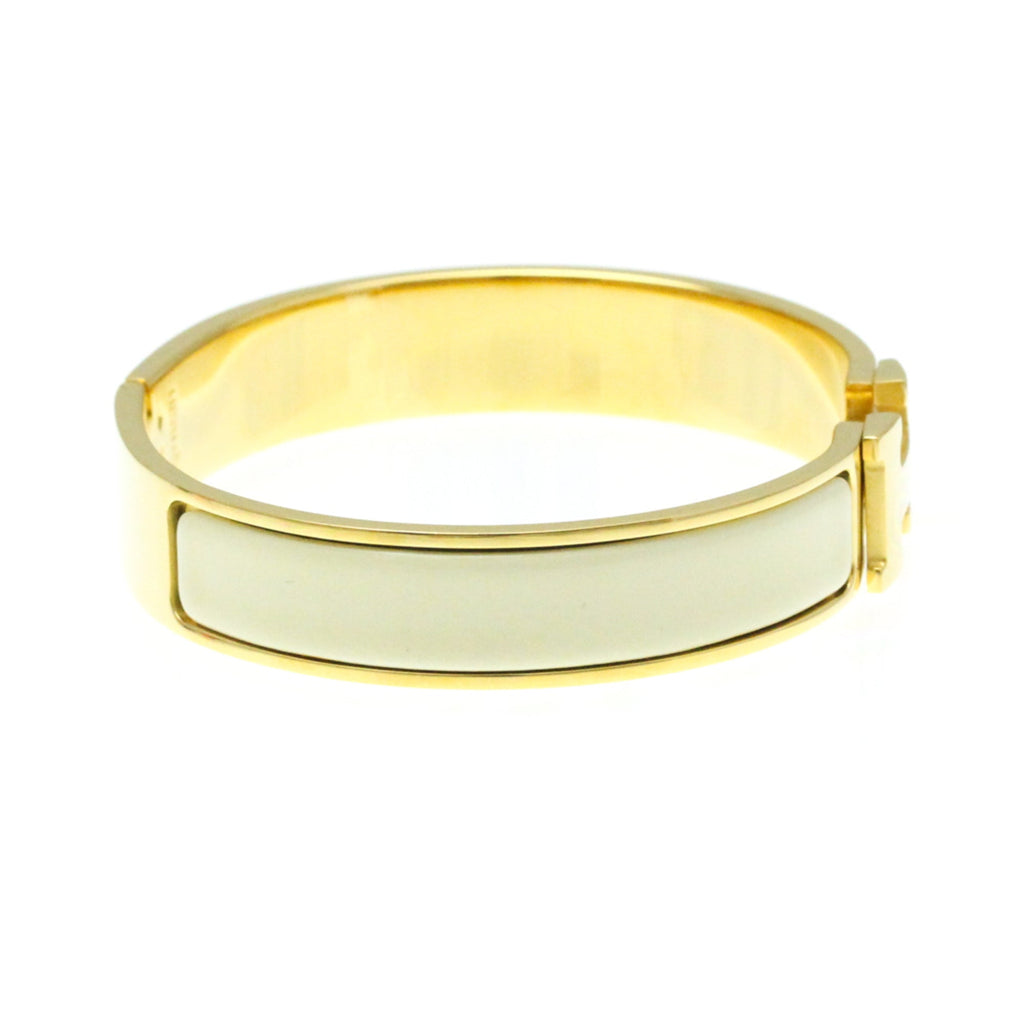 Click Clack H Bracelet Gold Plated Beige and Gold