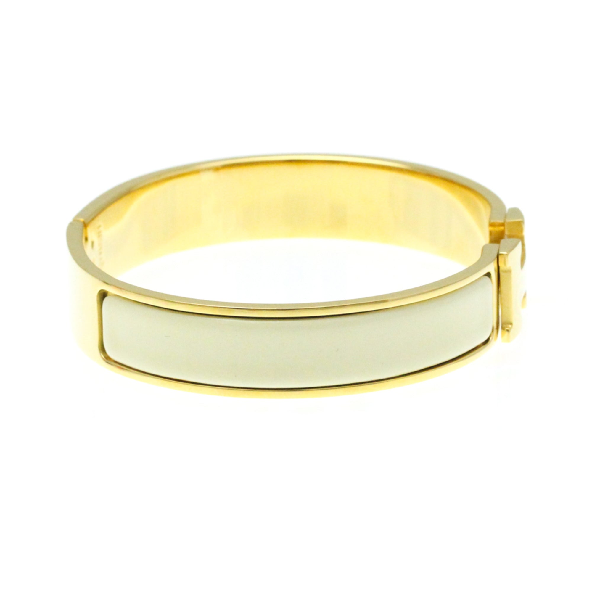 Click Clack H Bracelet Gold Plated Beige and Gold