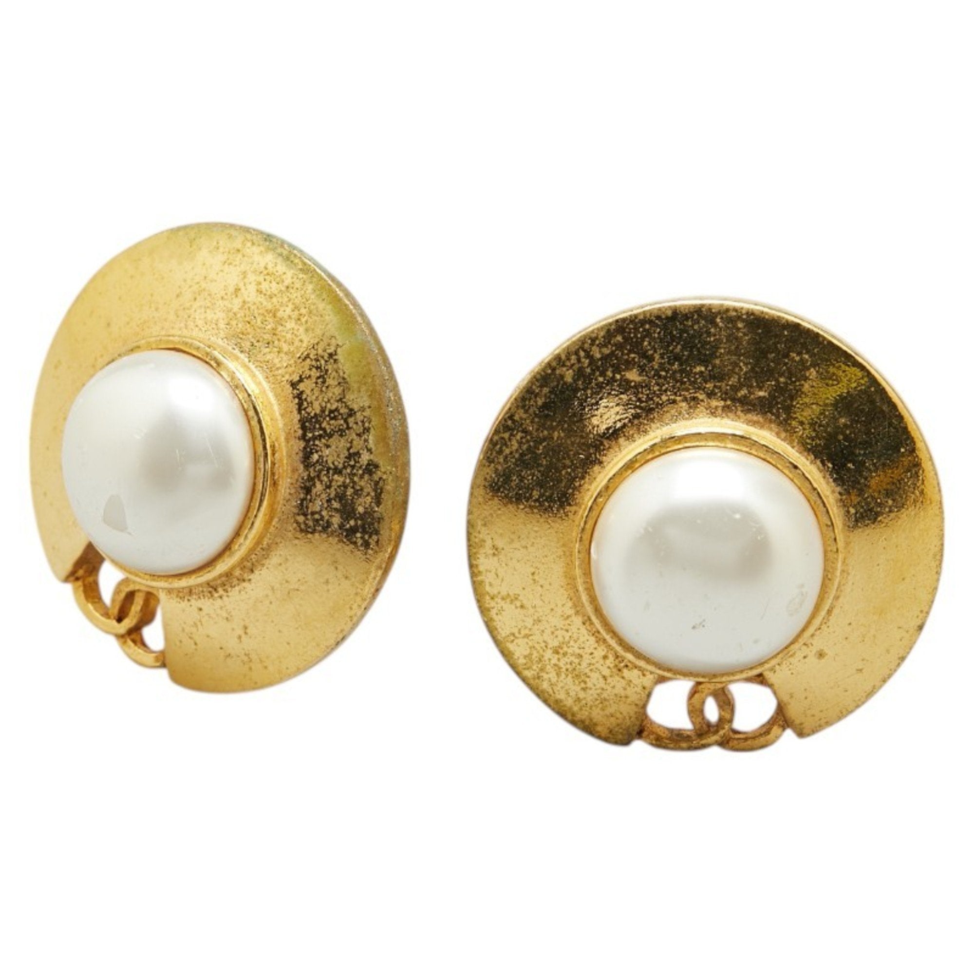 CC Logo Clip-On Earrings Metal Gold-Tone Metal
