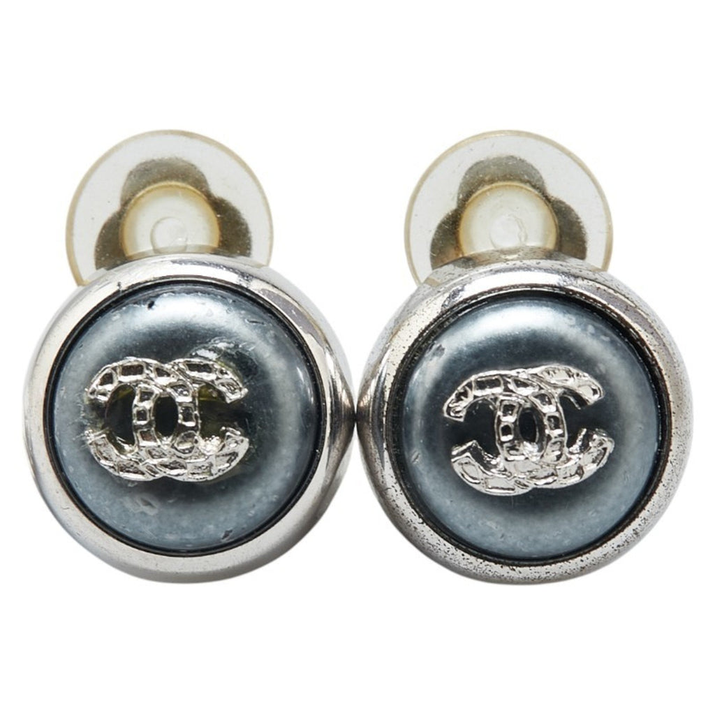 CC Logo Clip-On Earrings Silver-Tone Metal Silver-Tone Metal