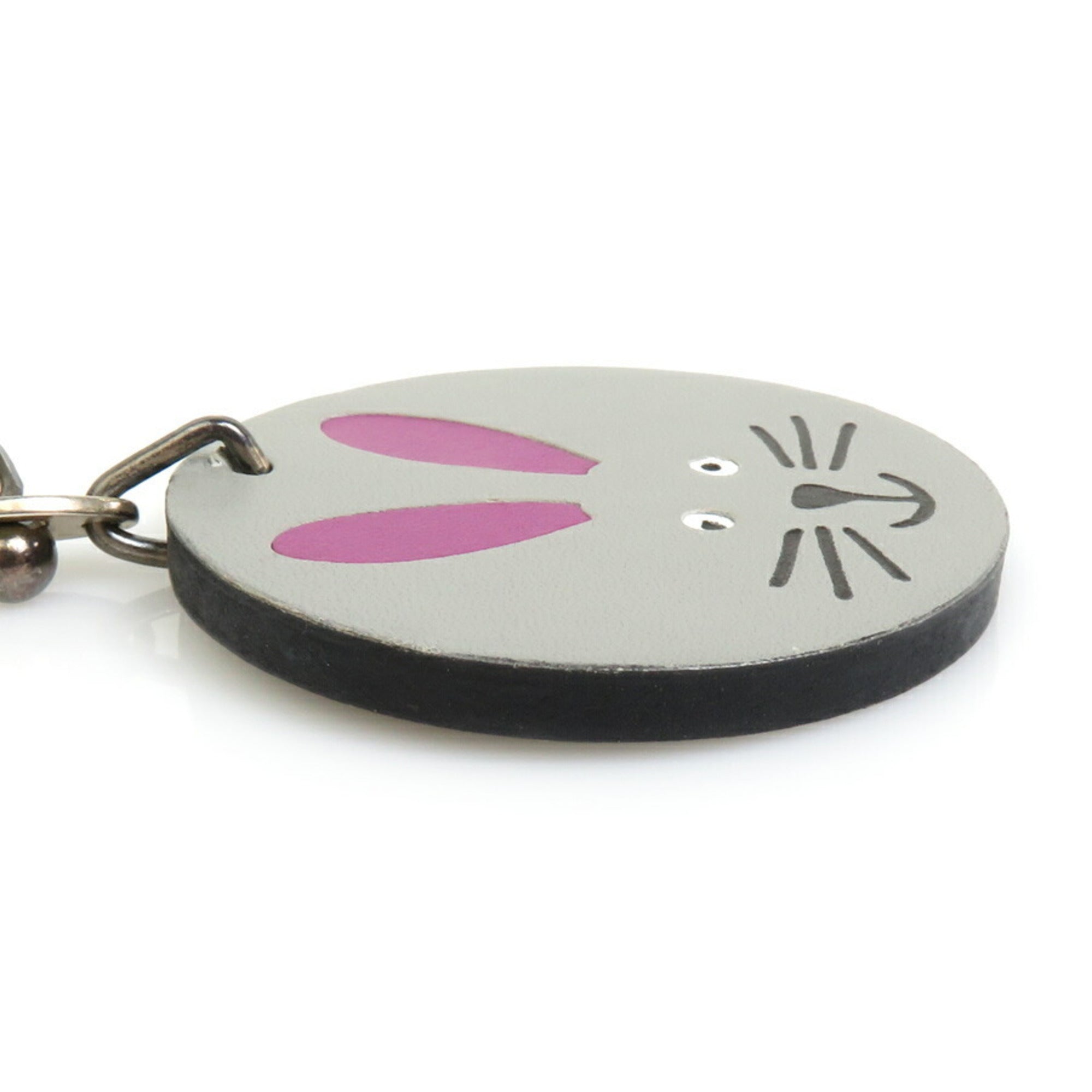 Keyring Charm Leather Gray Ring