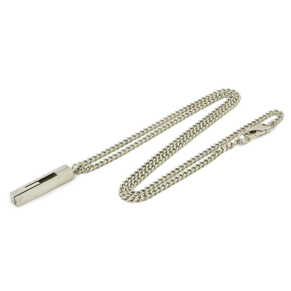G Motif Plate Pendant Necklace Sterling Silver