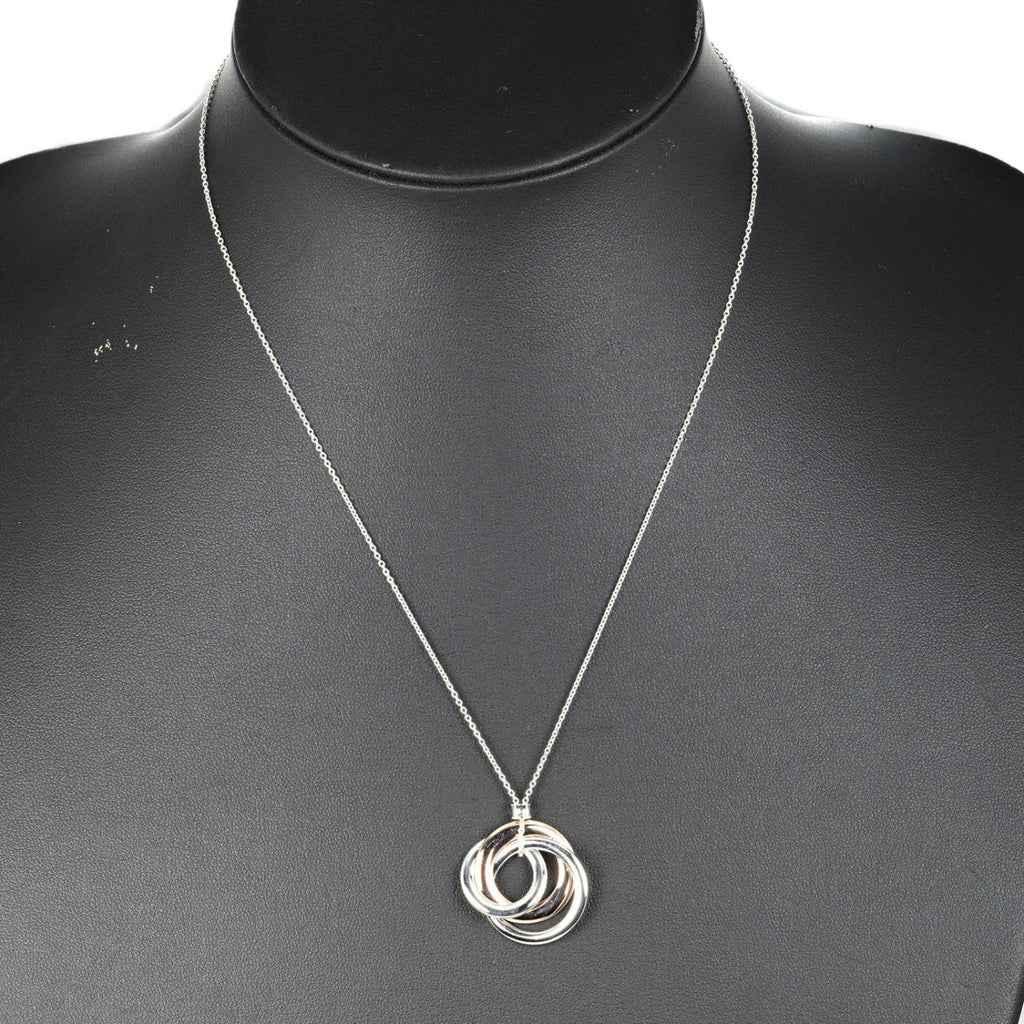 Interlocking Circle Pendant Necklace Sterling Silver