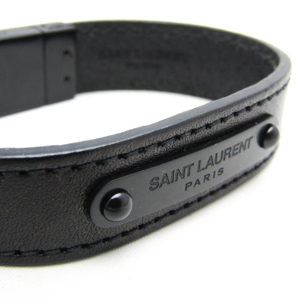 Plate Bangle Leather Black Bracelet