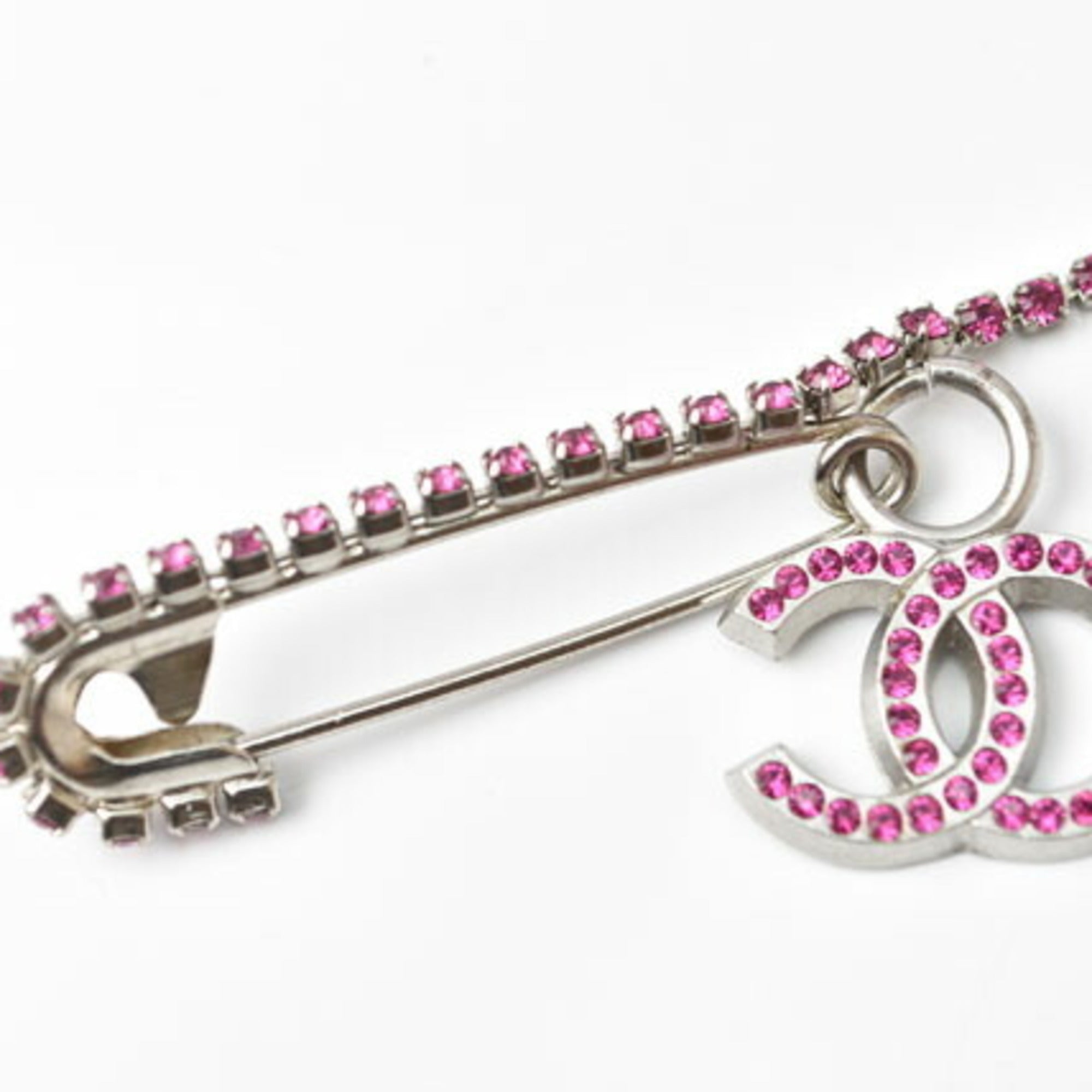 Brooch Brass Silver And Rhinestone