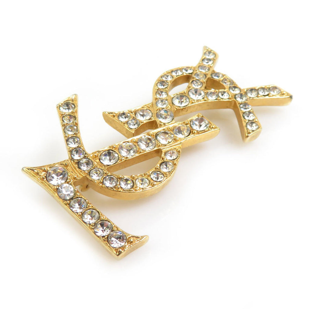 Brooch Metal Gold and Silver with Rhinestone