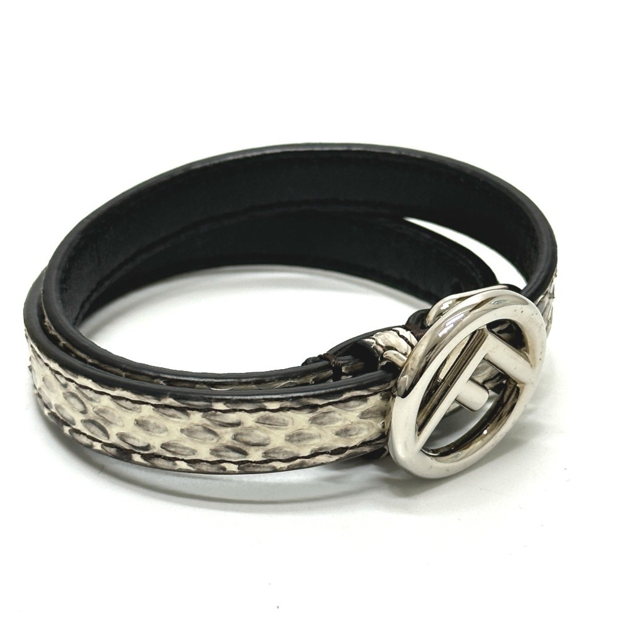 F Double Layered Bracelet Leather Beige