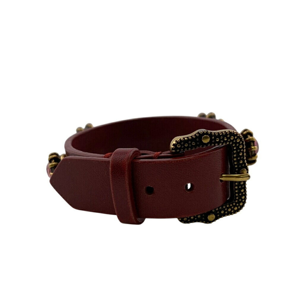 Bracelet Leather Gold and Red