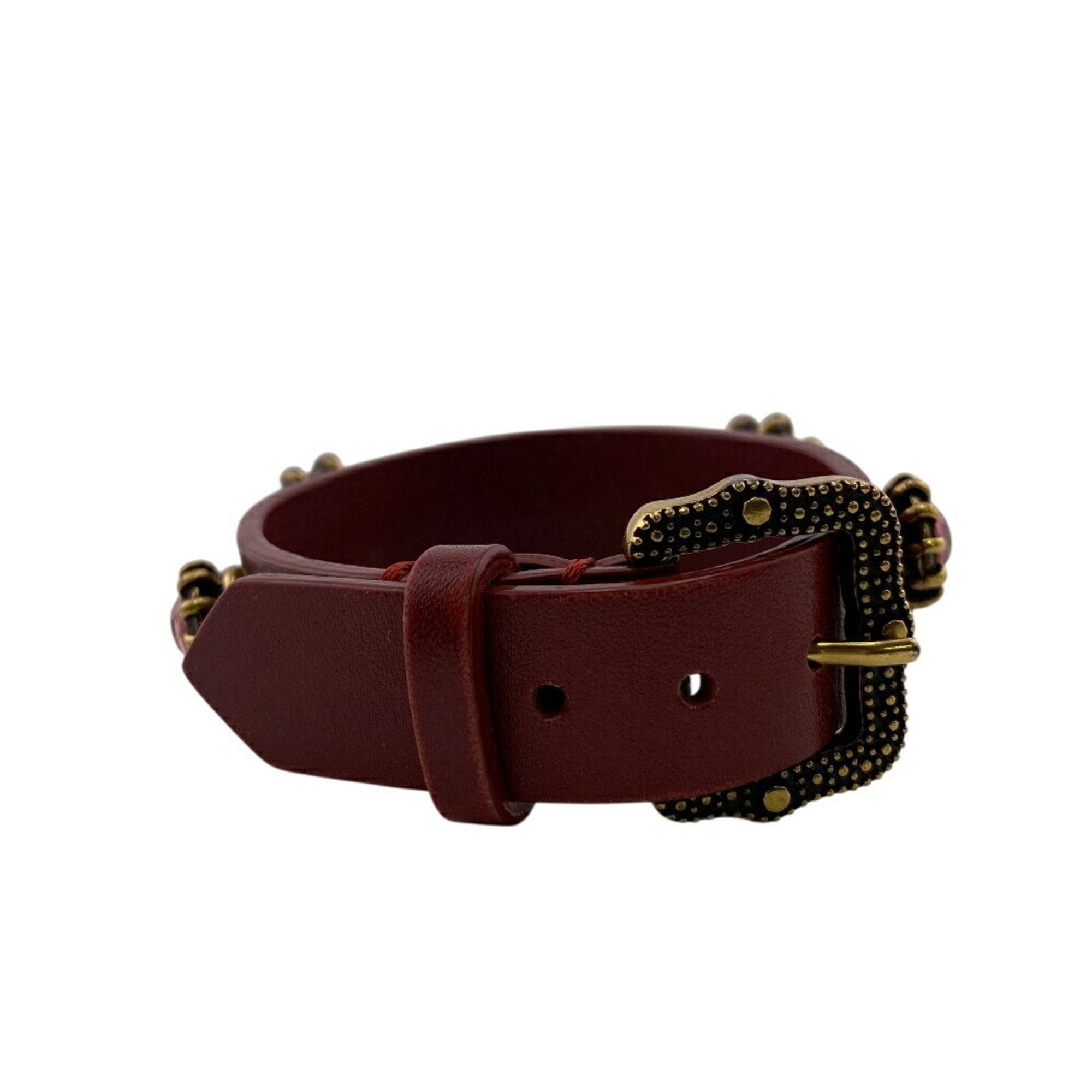 Bracelet Leather Gold and Red